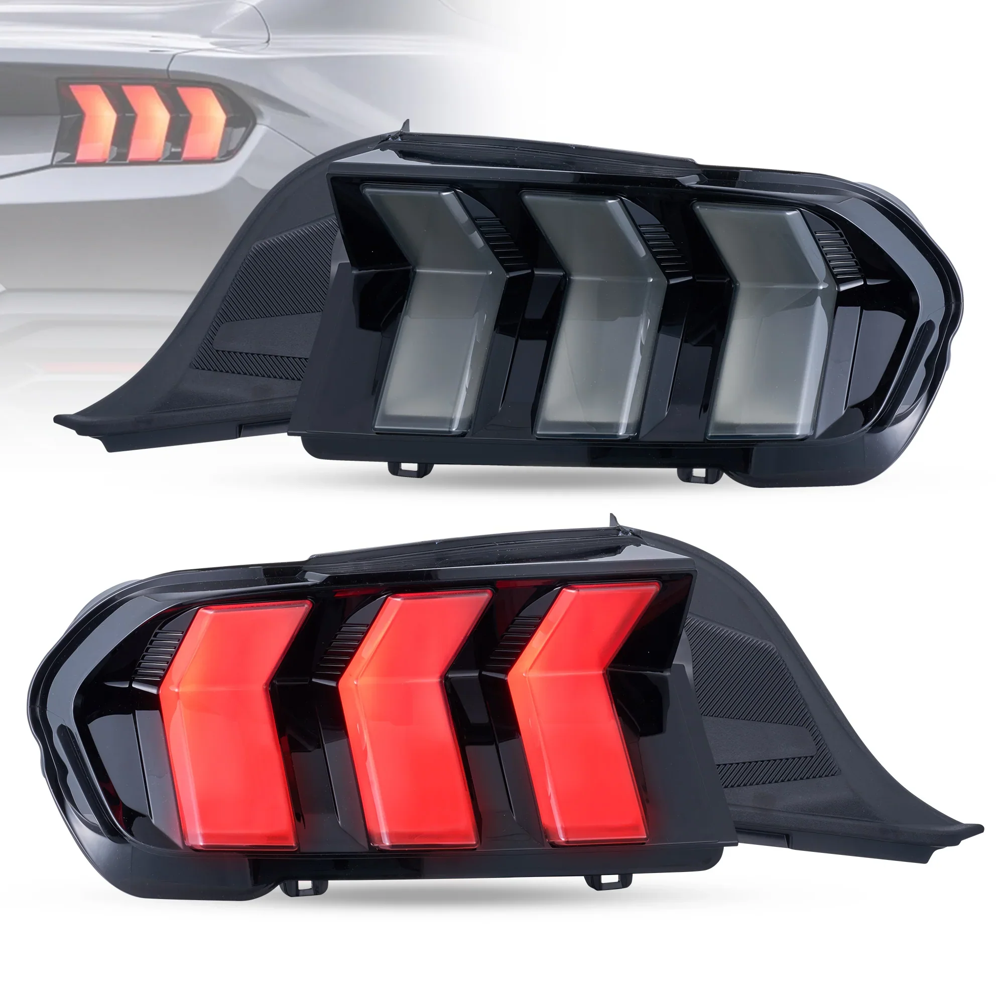 VLAND Full LED Tail Lights For Ford Mustang 2024-2025 with Red Sequential Turn Signal - Image 3