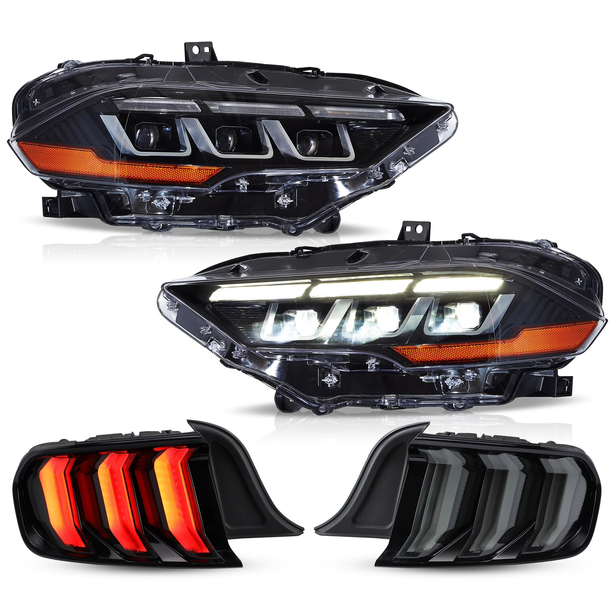 VLAND LED Dual Beam Headlights and Taillights For Ford Mustang S550 2018-2024 With S650 Style [DOT.] - Image 3