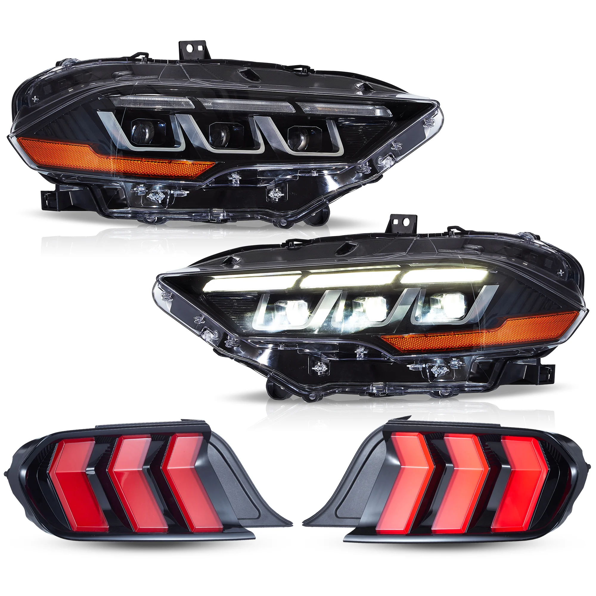 VLAND LED Dual Beam Headlights and Taillights For Ford Mustang 2015-2023 With 5 Modes & Sequential Turn Signal [DOT.] - Image 2