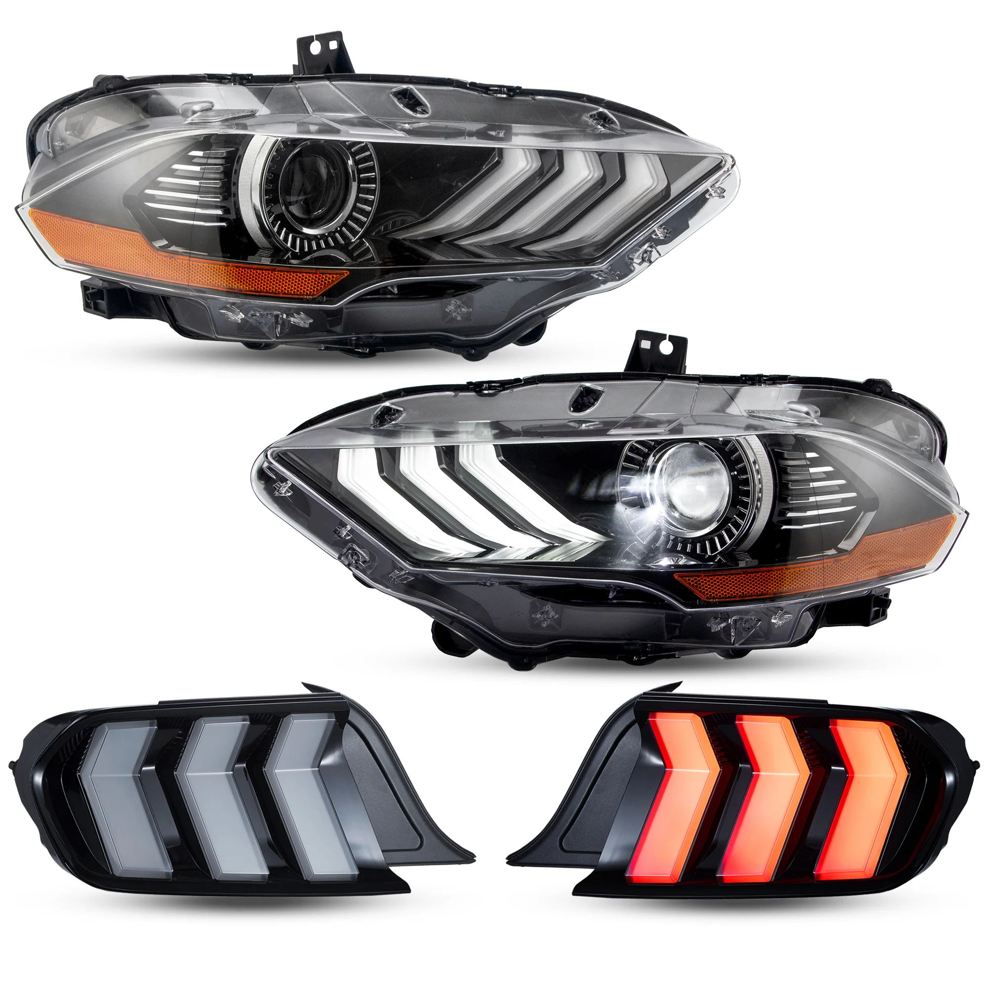 VLAND LED RGB Headlights and Taillights For Ford Mustang 2015-2023 With 5 Modes & Sequential Turn Signal [DOT.] - Image 6