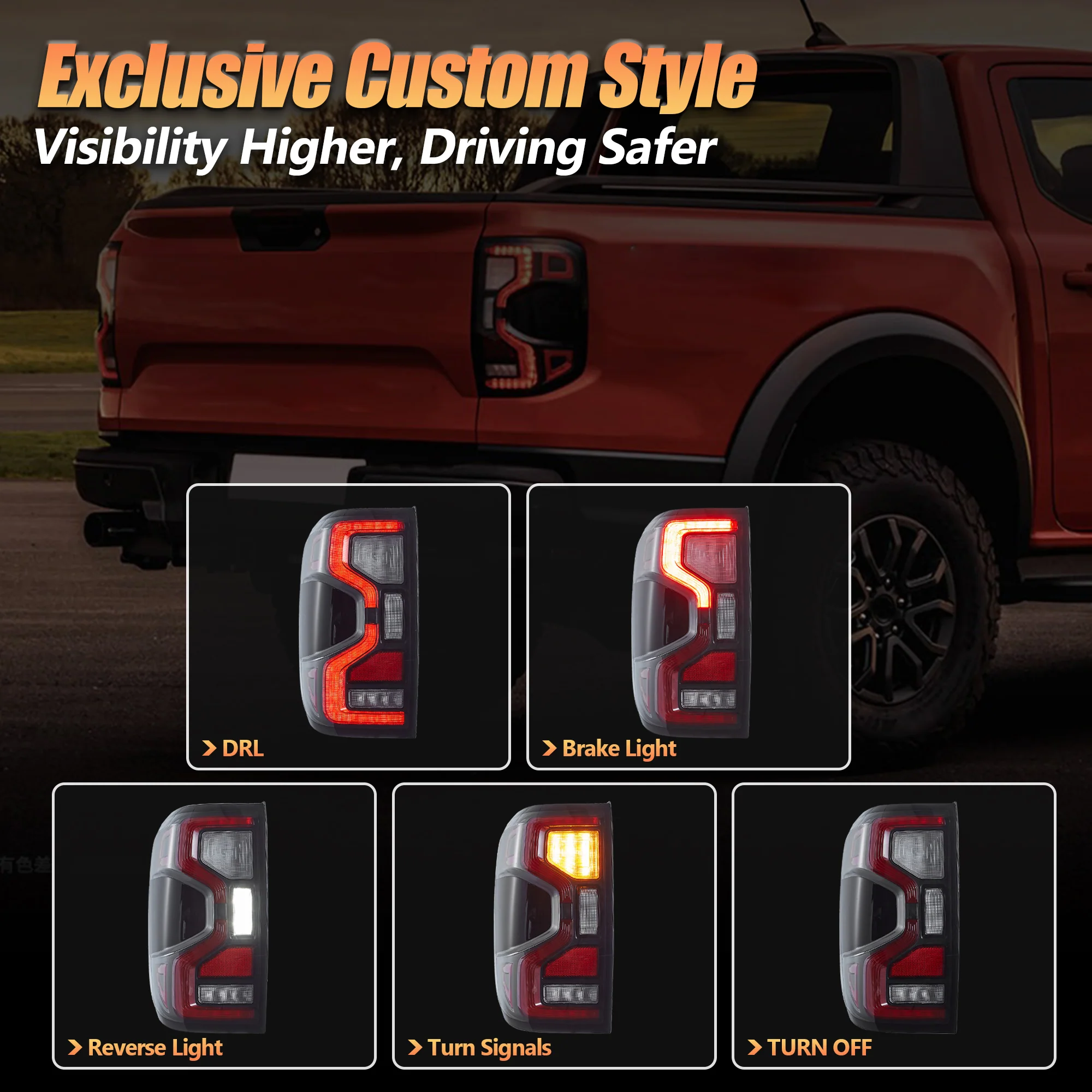 VLAND LED Tail Lights For Ford Ranger T6.2  2nd Gen P703 2022-UP (2024-UP US Version) - Image 3