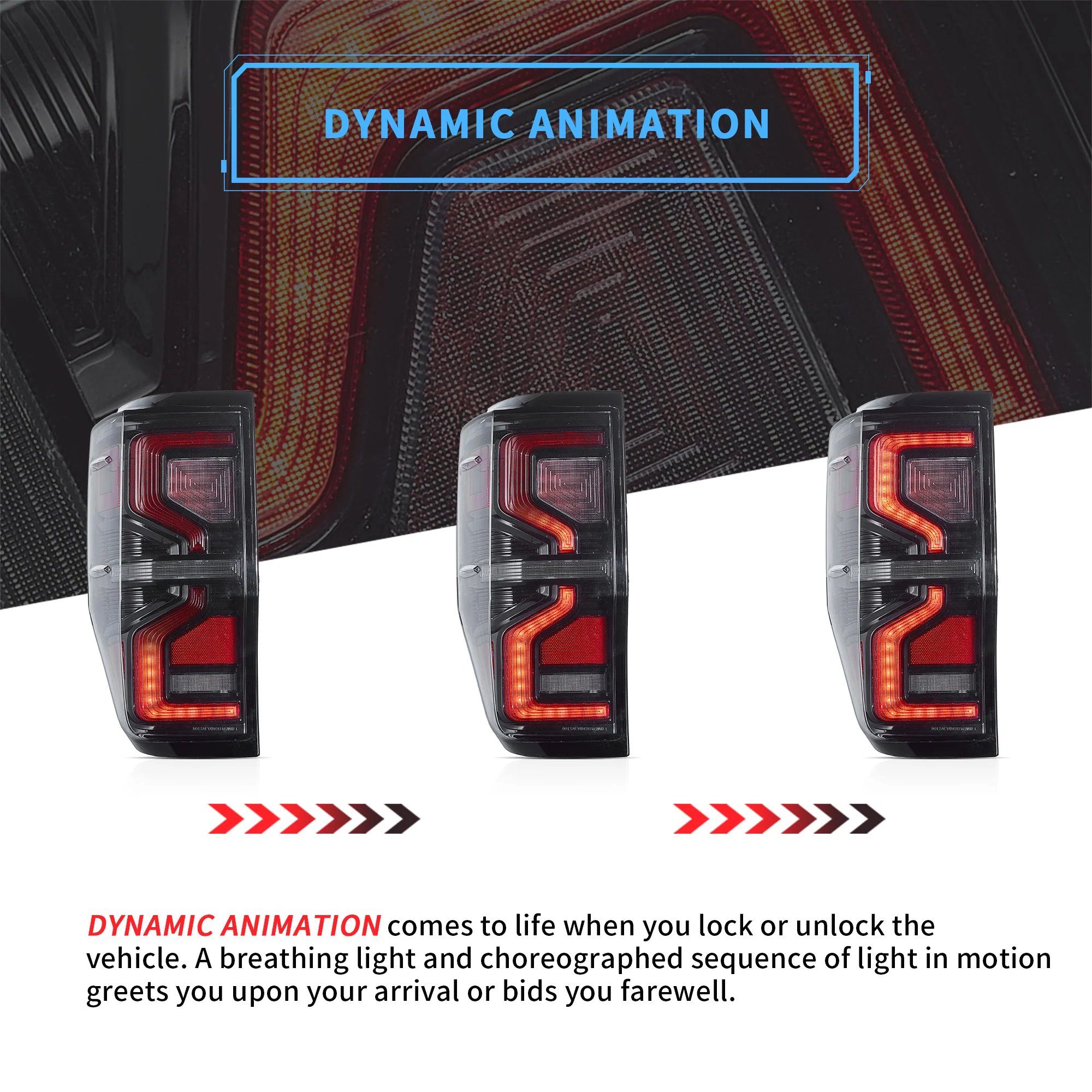 VLAND LED Tail Lights For Ford Ranger T6 2012-2022 1st Gen P375/PX With Sequential Indicators Turn Signals (Not Fit For US Models) - Image 5