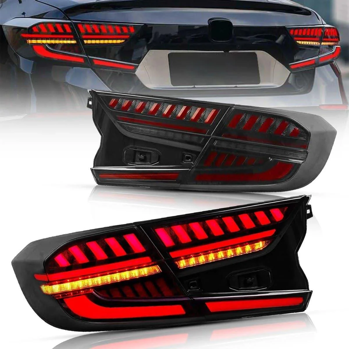 VLAND LED V4 Tail Lights For Honda Accord 2018-2021 10th Gen with Amber Sequential Turn Signal - Image 3