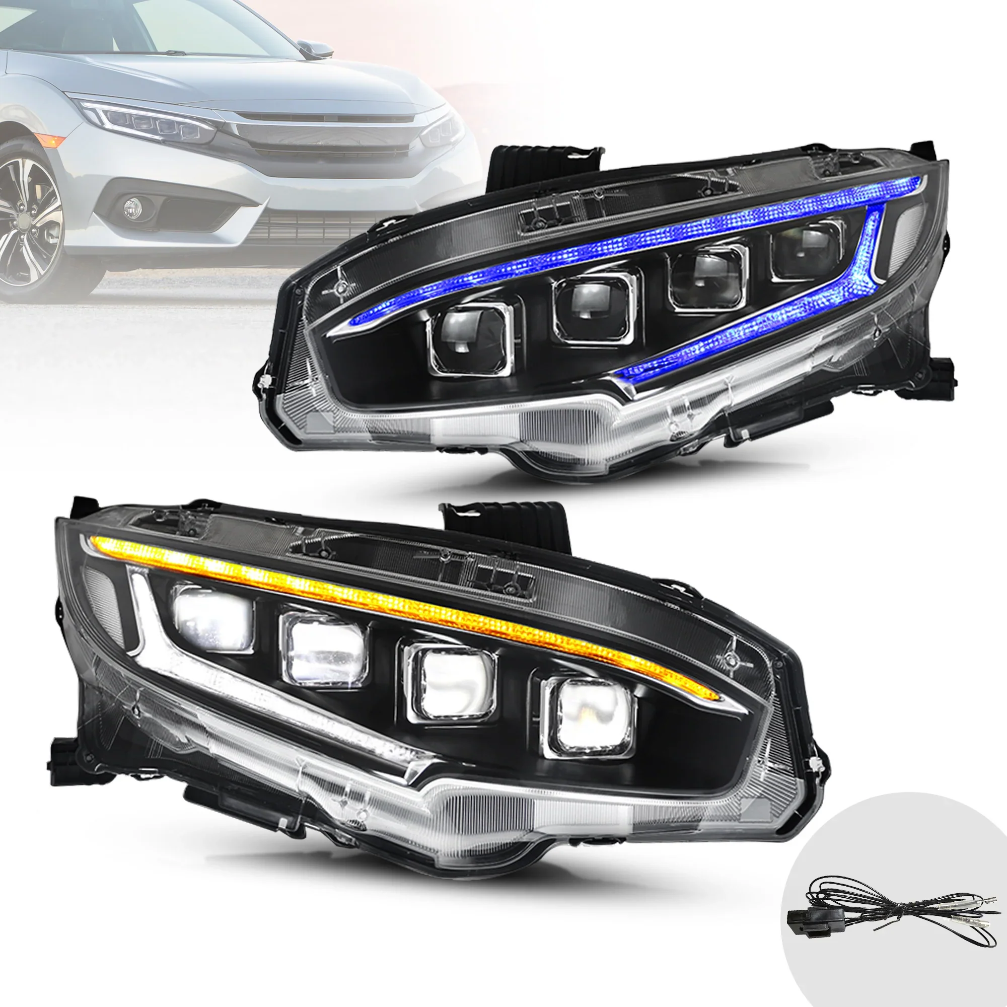 VLAND LED Headlights For 2016-2021 Honda Civic Sedan / Hatchback / Coupe - Image 21
