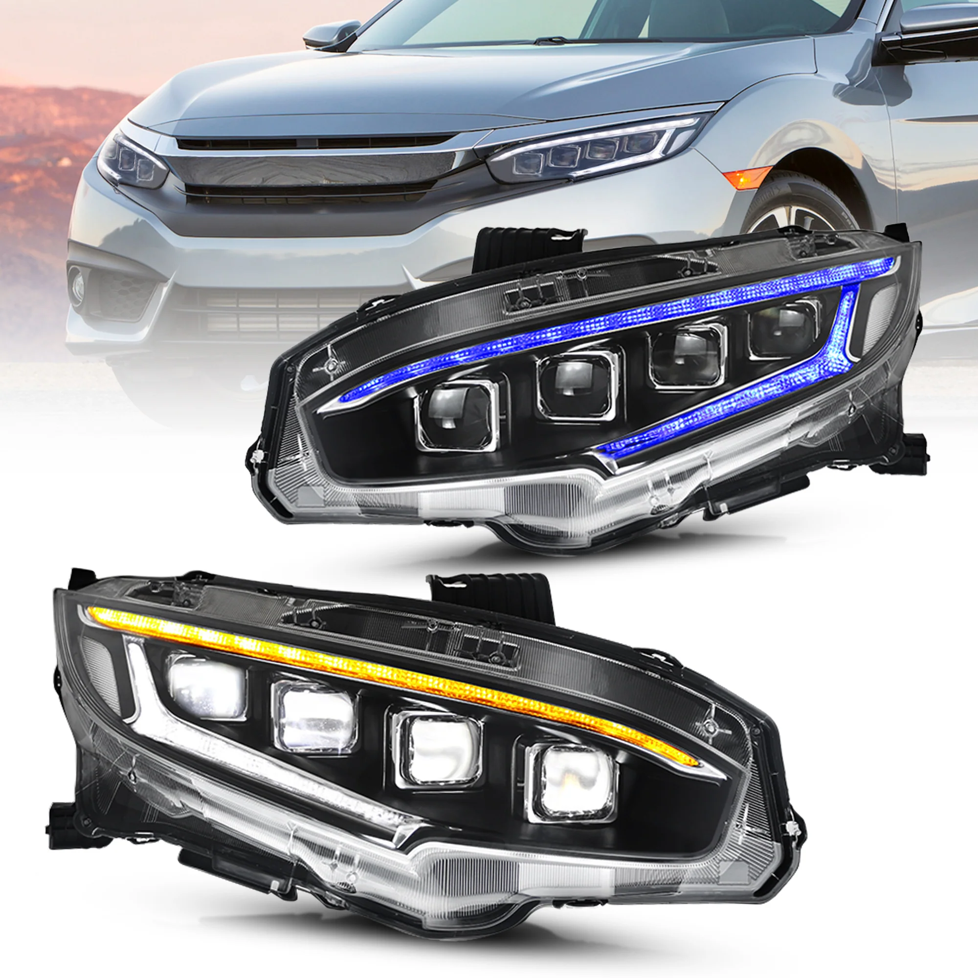 VLAND LED Headlights For 2016-2021 Honda Civic Sedan / Hatchback / Coupe - Image 3