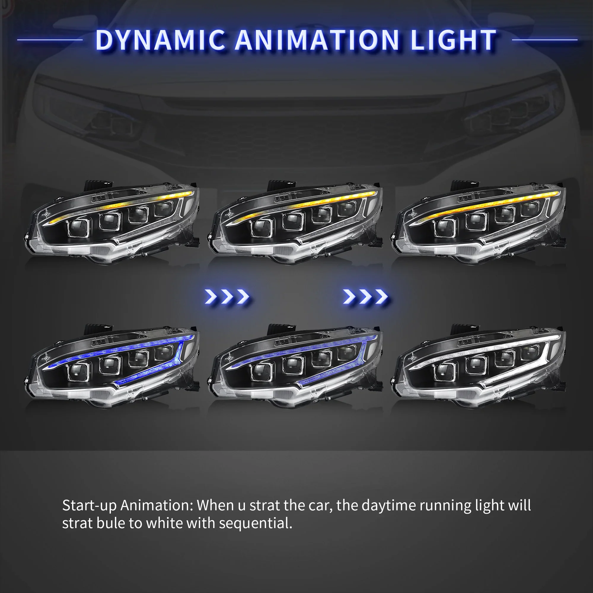 VLAND LED Headlights For 2016-2021 Honda Civic Sedan / Hatchback / Coupe - Image 5