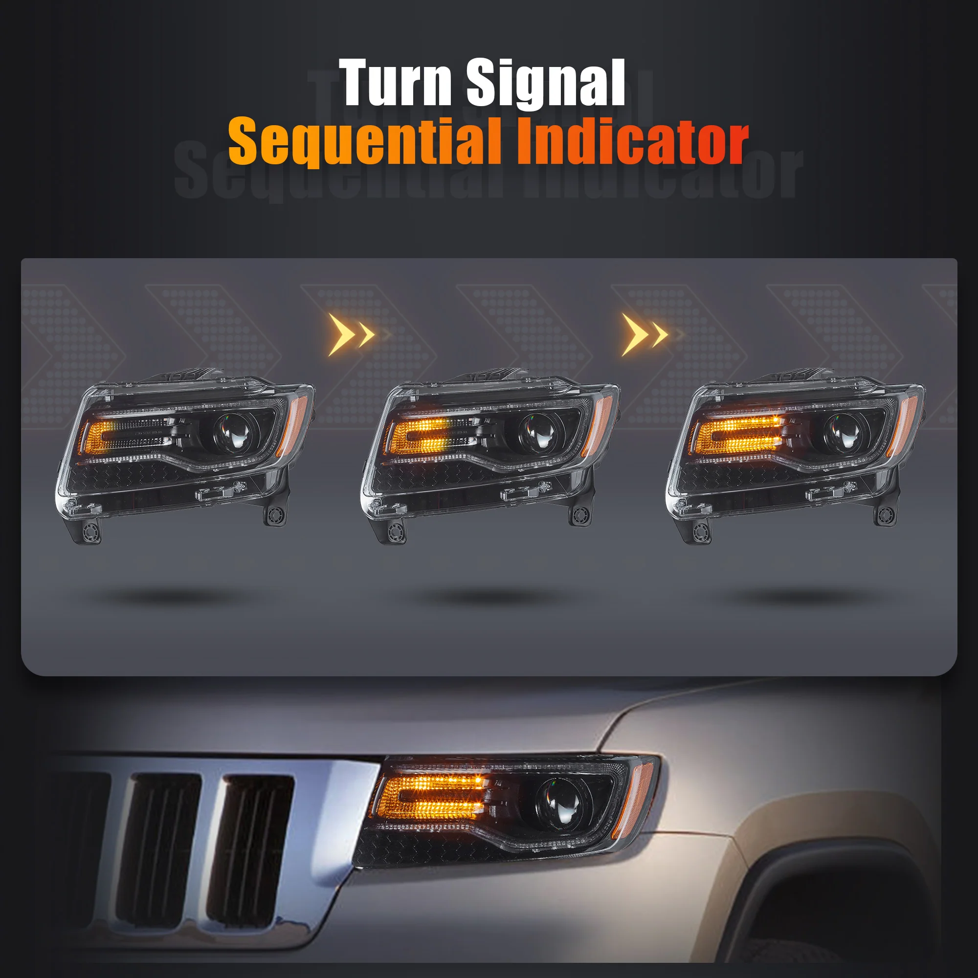 VLAND LED Headlights For Jeep Grand Cherokee WK2 2011-2013 4th Gen [DOT.] - Image 5