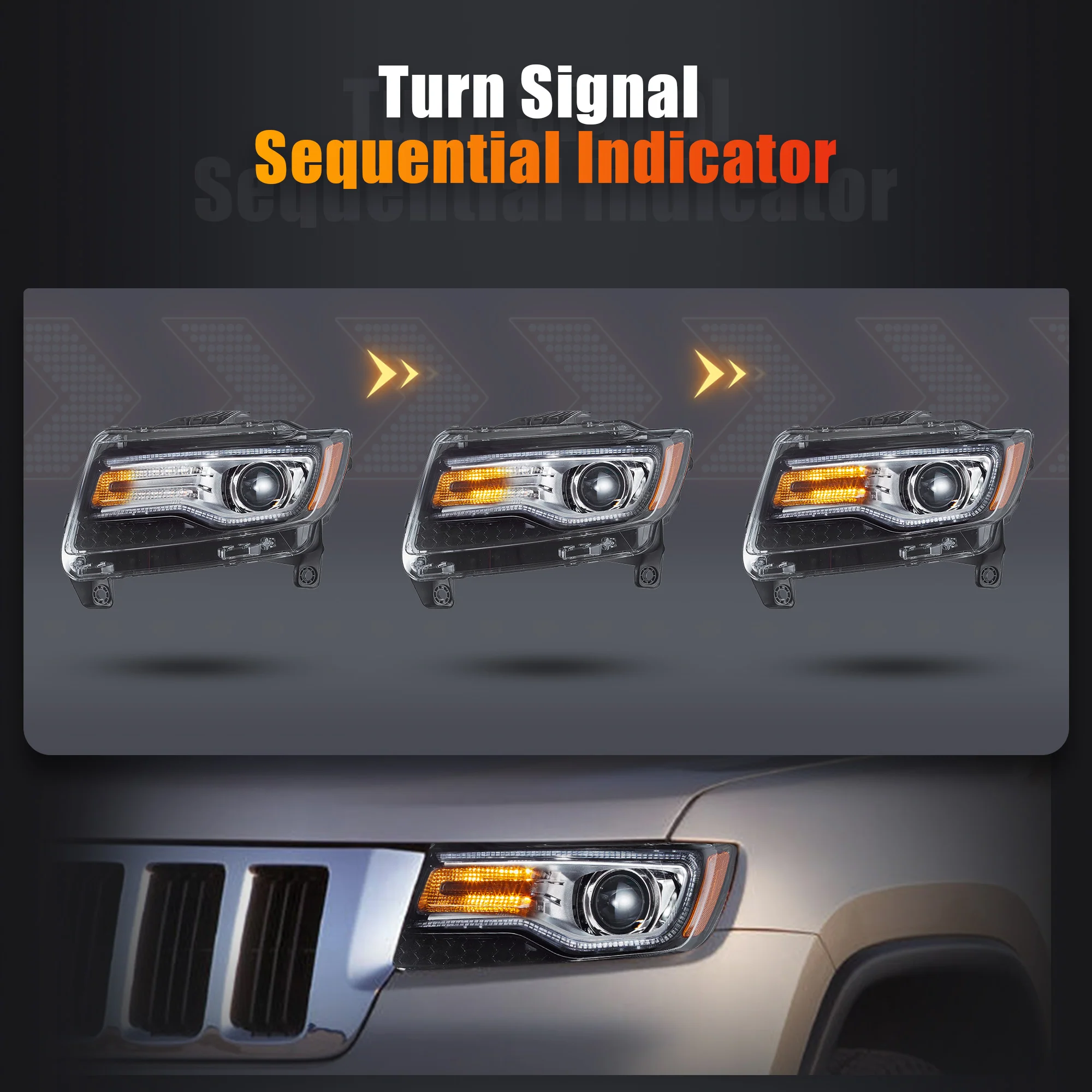 VLAND LED Headlights For Jeep Grand Cherokee WK2 2011-2013 4th Gen [DOT.] - Image 6