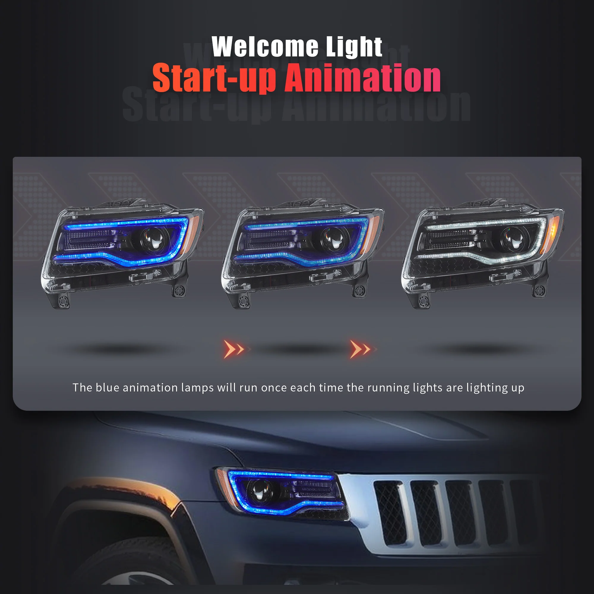 VLAND LED Headlights For Jeep Grand Cherokee WK2 2011-2013 4th Gen [DOT.] - Image 7