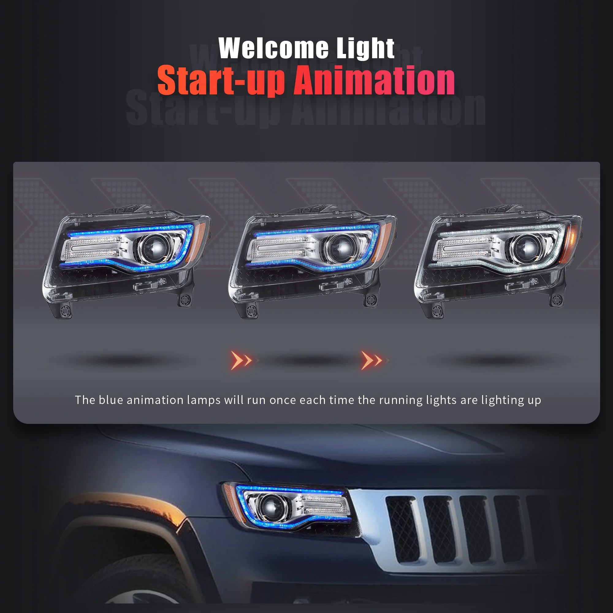 VLAND LED Headlights For Jeep Grand Cherokee WK2 2011-2013 4th Gen [DOT.] - Image 8