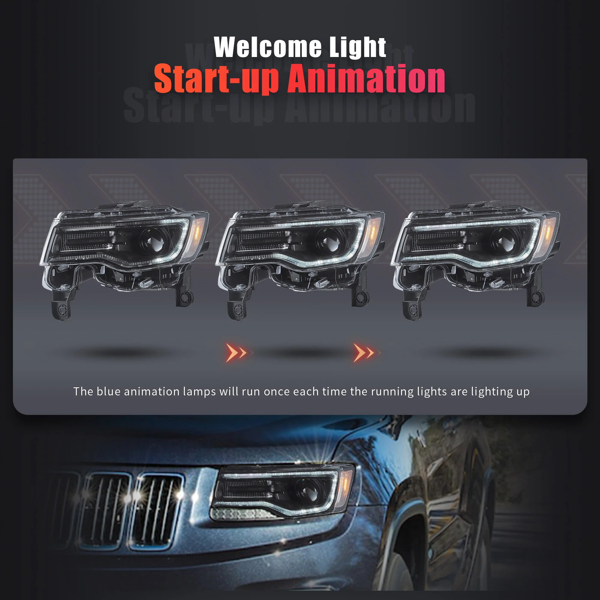 VLAND LED Headlights For Jeep Grand Cherokee WK2 2014-2021 4th Gen [DOT.] - Image 12