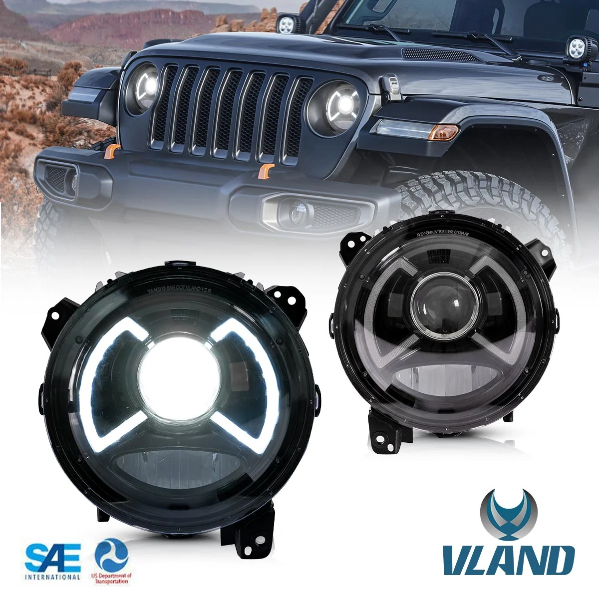 VLAND LED Headlights For Jeep Wrangler JL & Gladiator 2018-2023 [DOT. SAE.] - Image 20