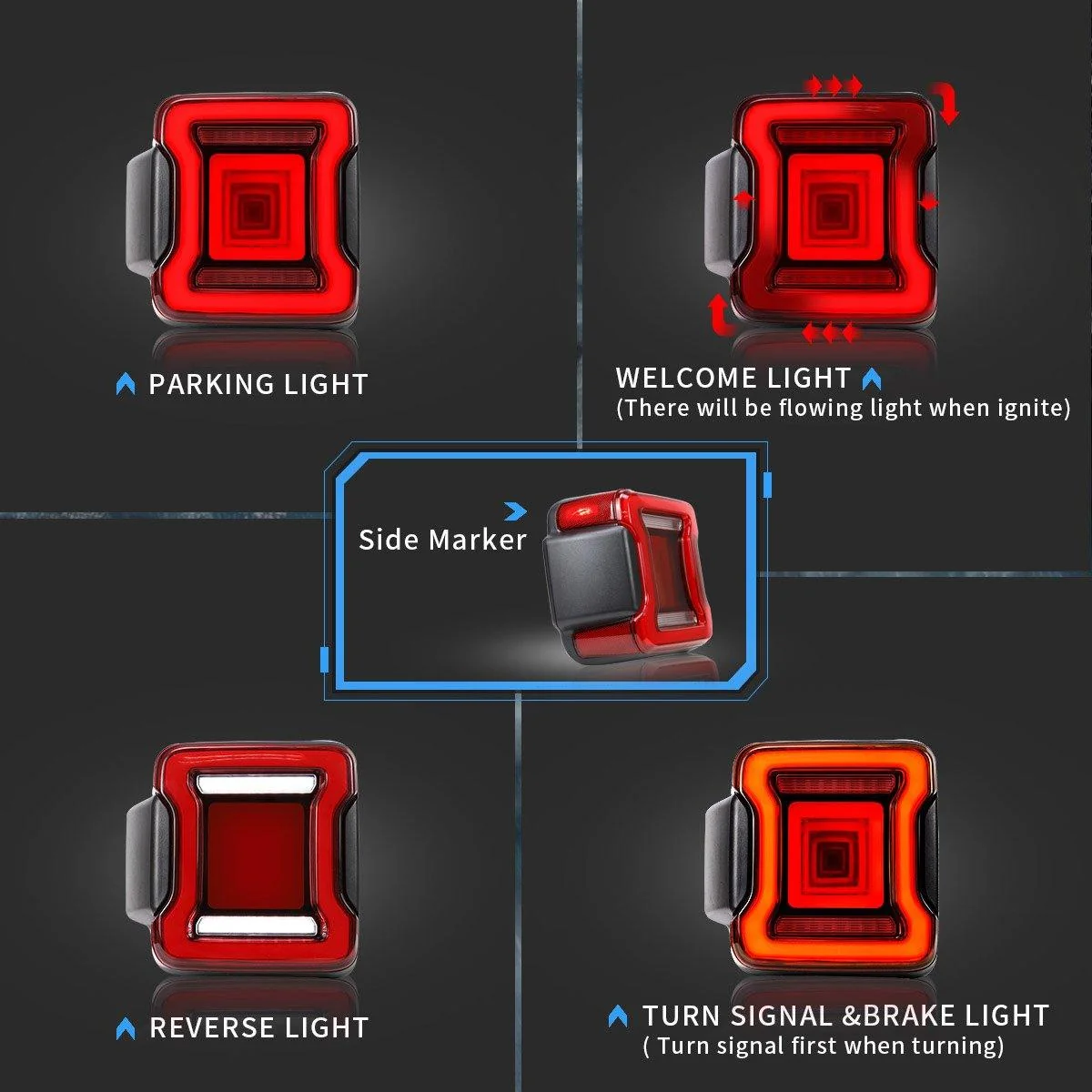 VLAND LED Tail Lights For Jeep Wrangler JL 2018-2023 [DOT. SAE.] - Image 5