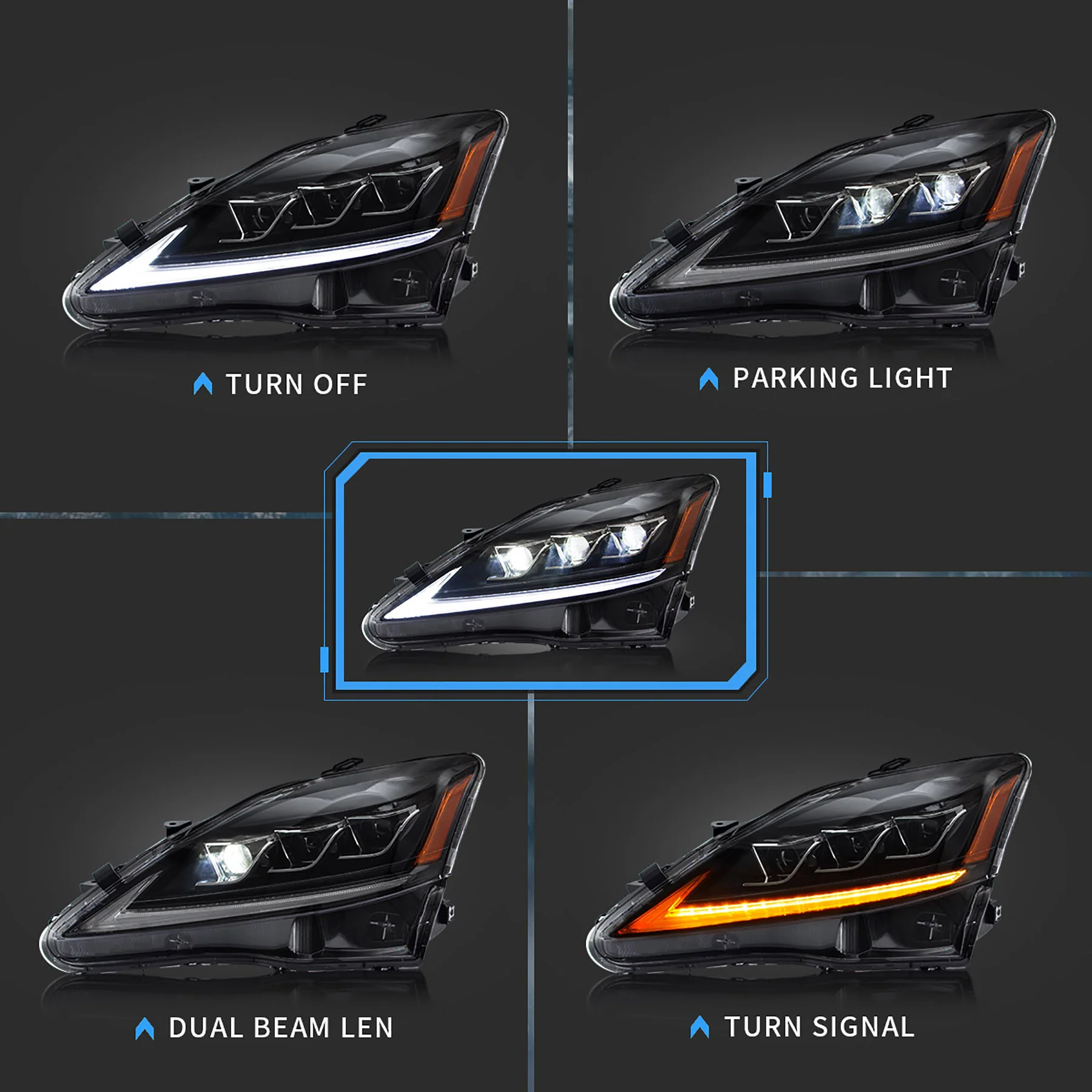 VLAND LED Headlights and Taillights For Lexus IS250/IS350 2006-2013 ISF 2008-2014 - Image 5
