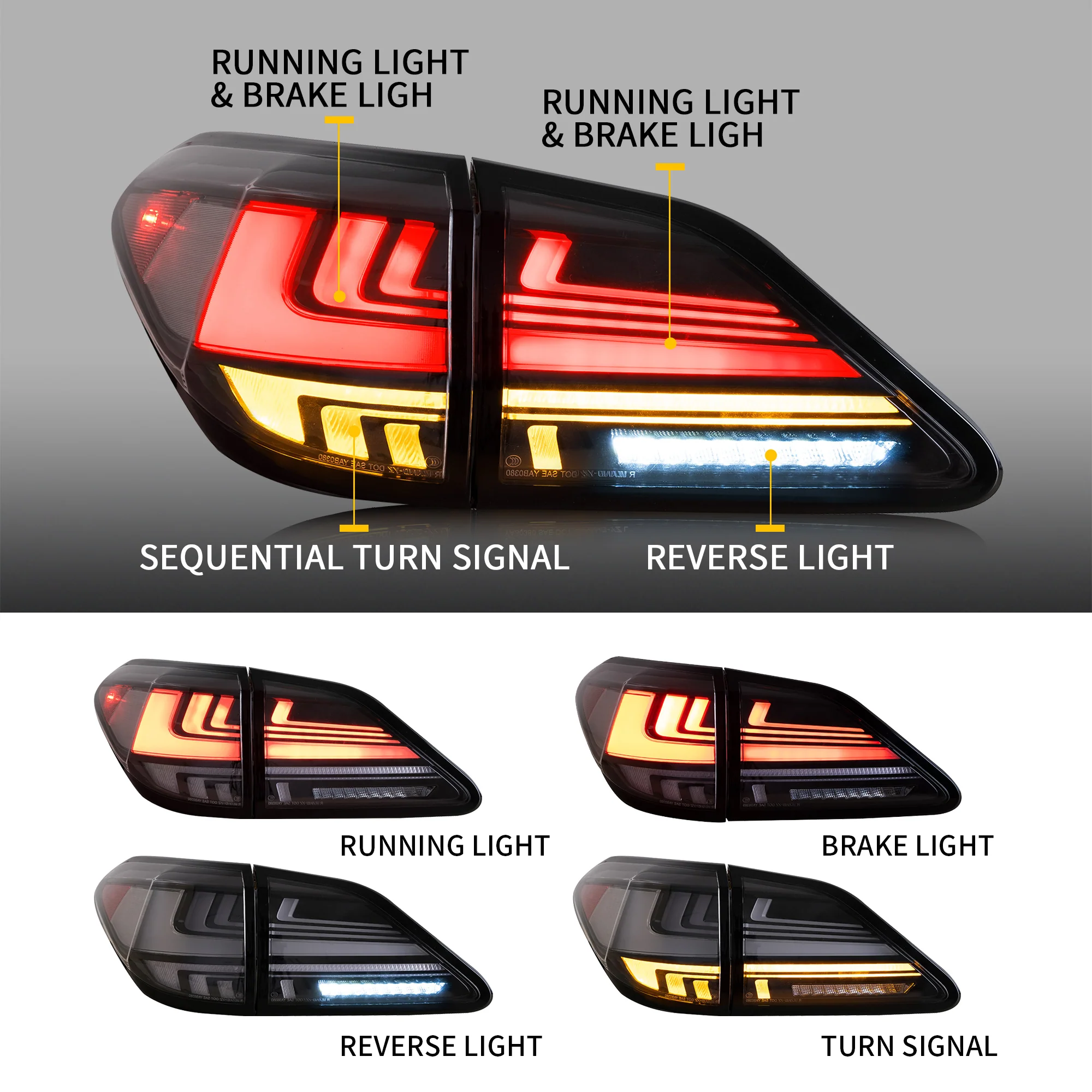 VLAND Headlights and Taillights For Lexus RX350 RX450h 2012-2014 F Sport 3rd gen (AL10) [Fits HID/Xenon Models] - Image 6