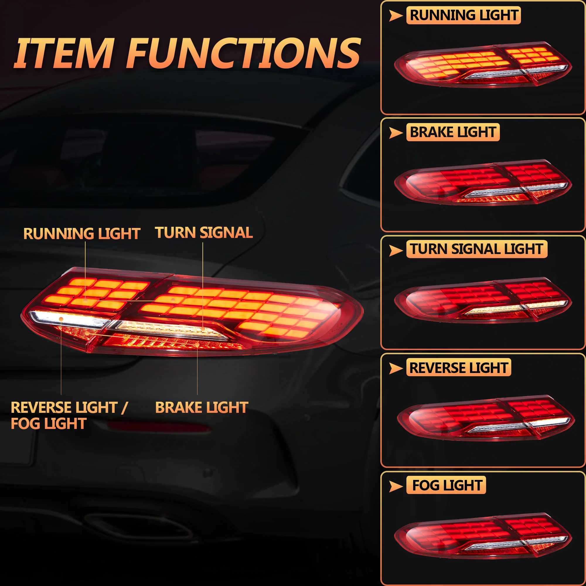 VLAND LED Taillights For Mercedes Benz C-Class Coupe/Cabriolet A205/C205 2015–2023 - Image 3