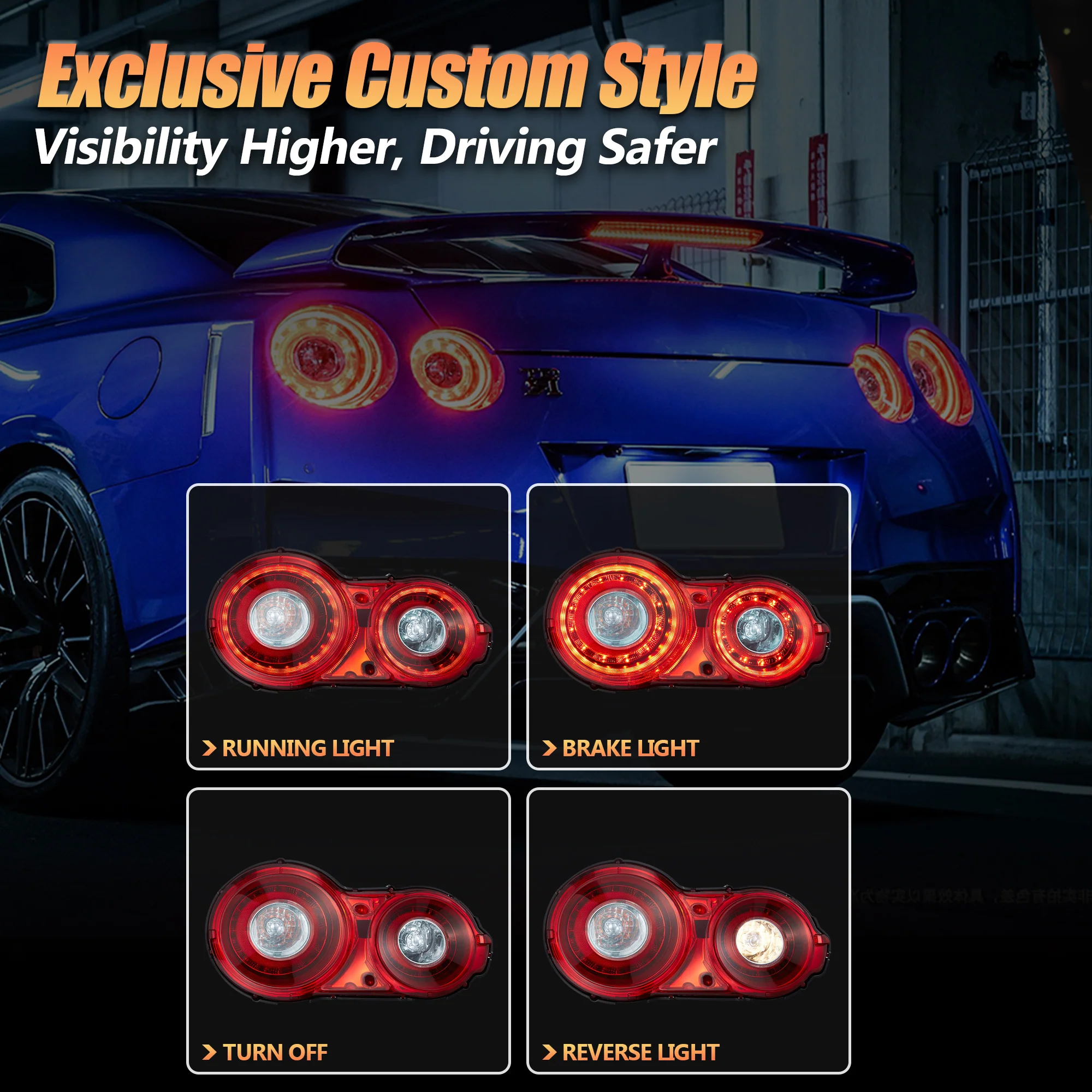 VLAND LED Headlights and Taillights For Nissan GTR R35 2008-2023 - Image 8