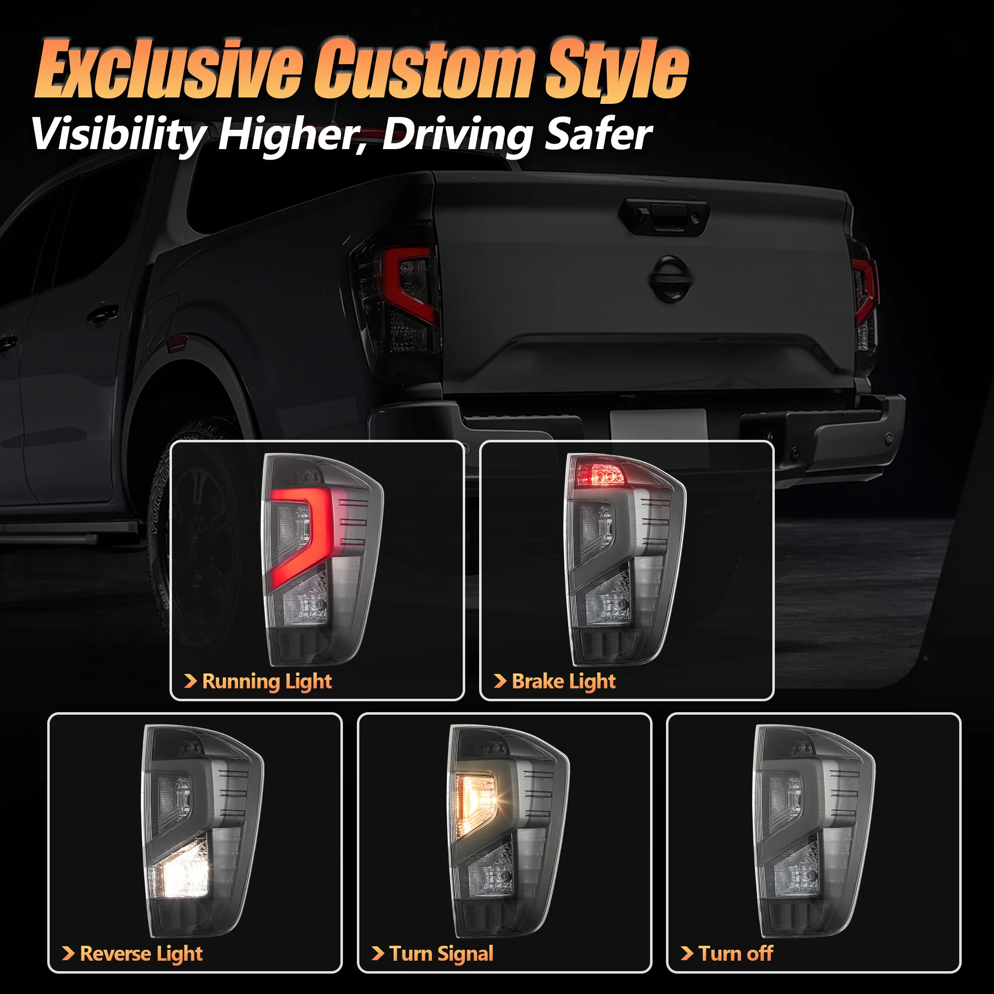 VLAND LED Tail Lights For Nissan NP300 / Navara NP300 / Frontier D23 2014-2023 with DRL Turn Signal Rear Lamps Assembly - Image 4
