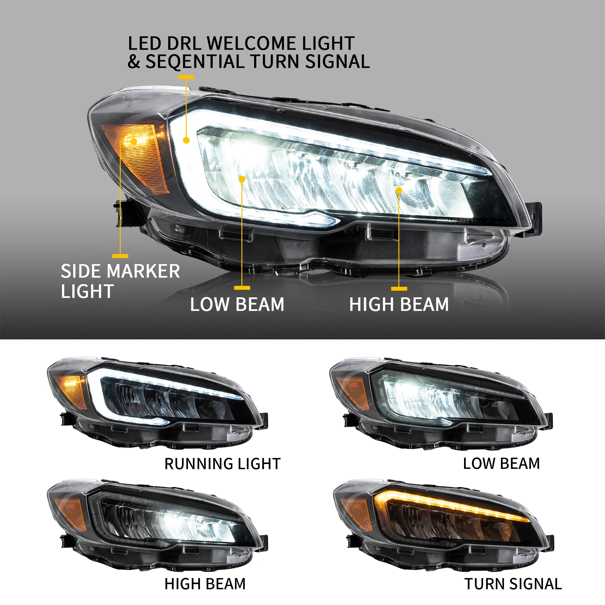 VLAND Full LED Headlights and Taillights For Subaru WRX / WRX STI 2015-2021 - Image 7