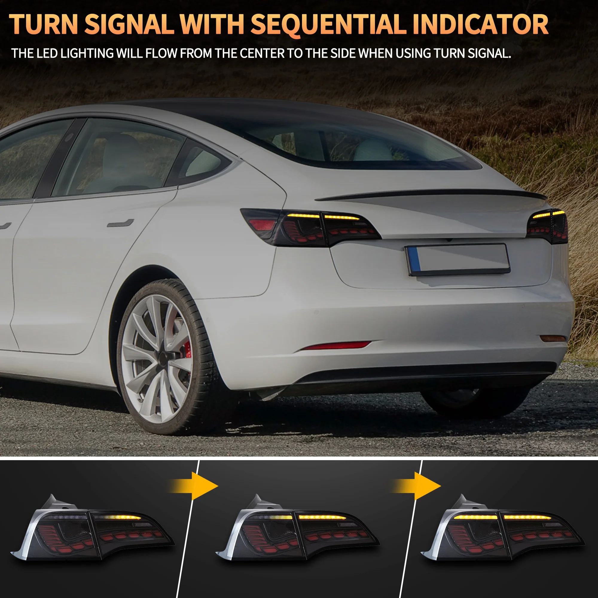 VLAND LED Tail Lights For Tesla Model 3 & Model Y 2017-2023 [DOT.] - Image 5