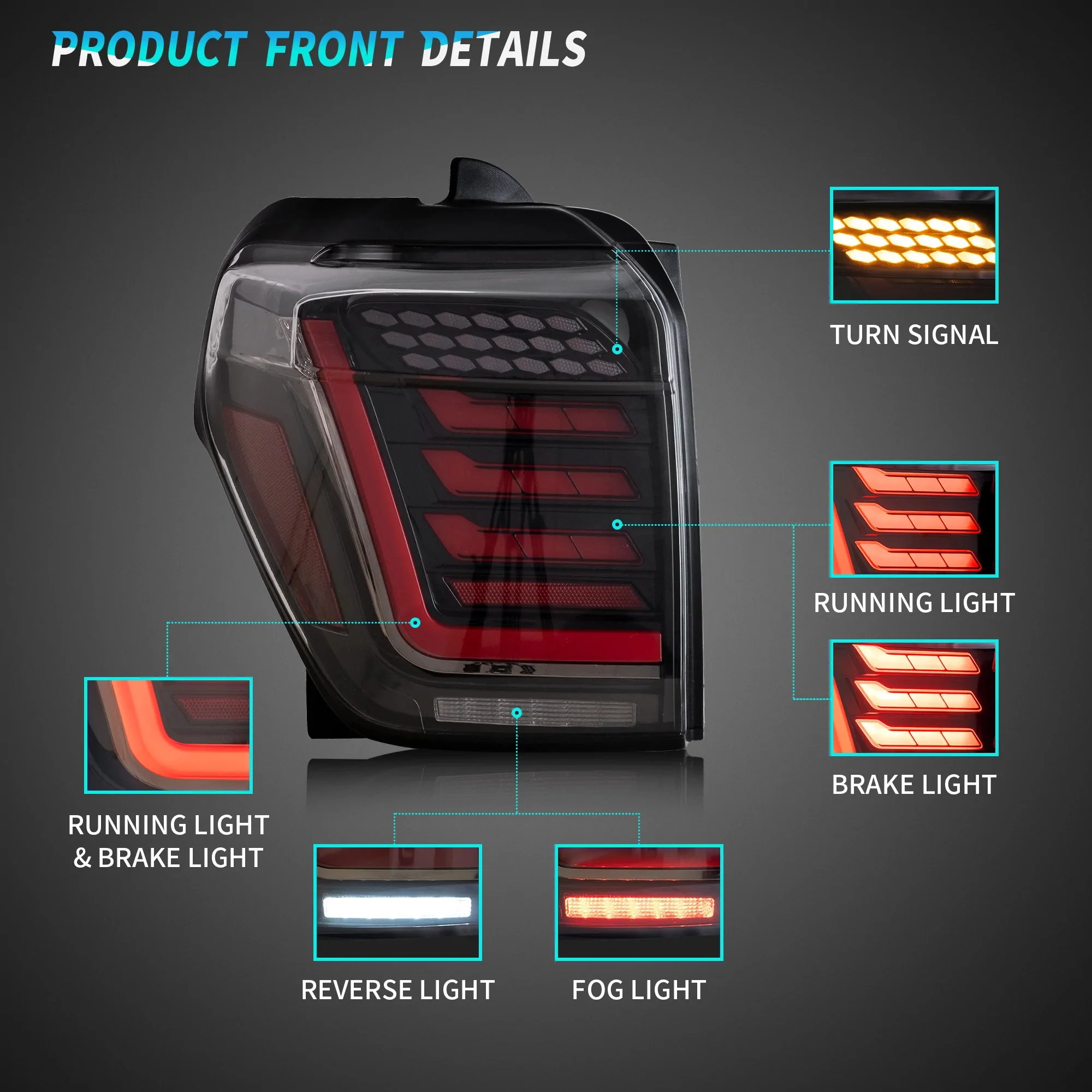 VLAND Full LED Tail Lights For Toyota 4Runner 2014-2021 w/Start Up Dynamic Animation [DOT.] - Image 6