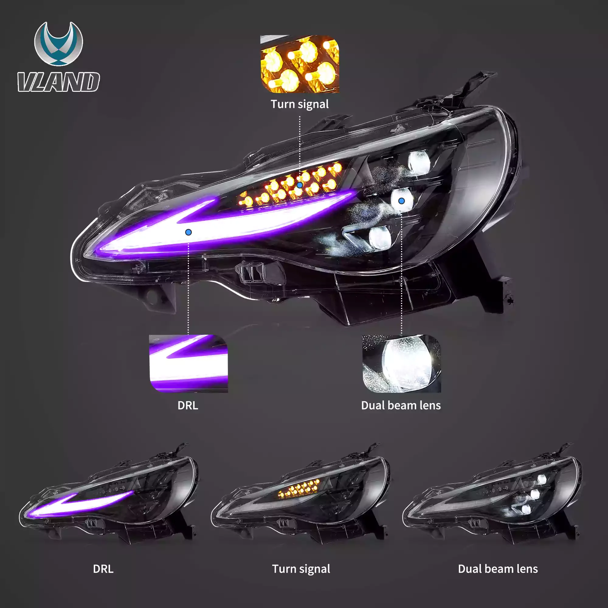 VLAND LED RGB Headlights For Toyota 86 / GT86 Subaru BRZ / Scion FR-S ZN6/ZC6 2012-2021 - Image 8