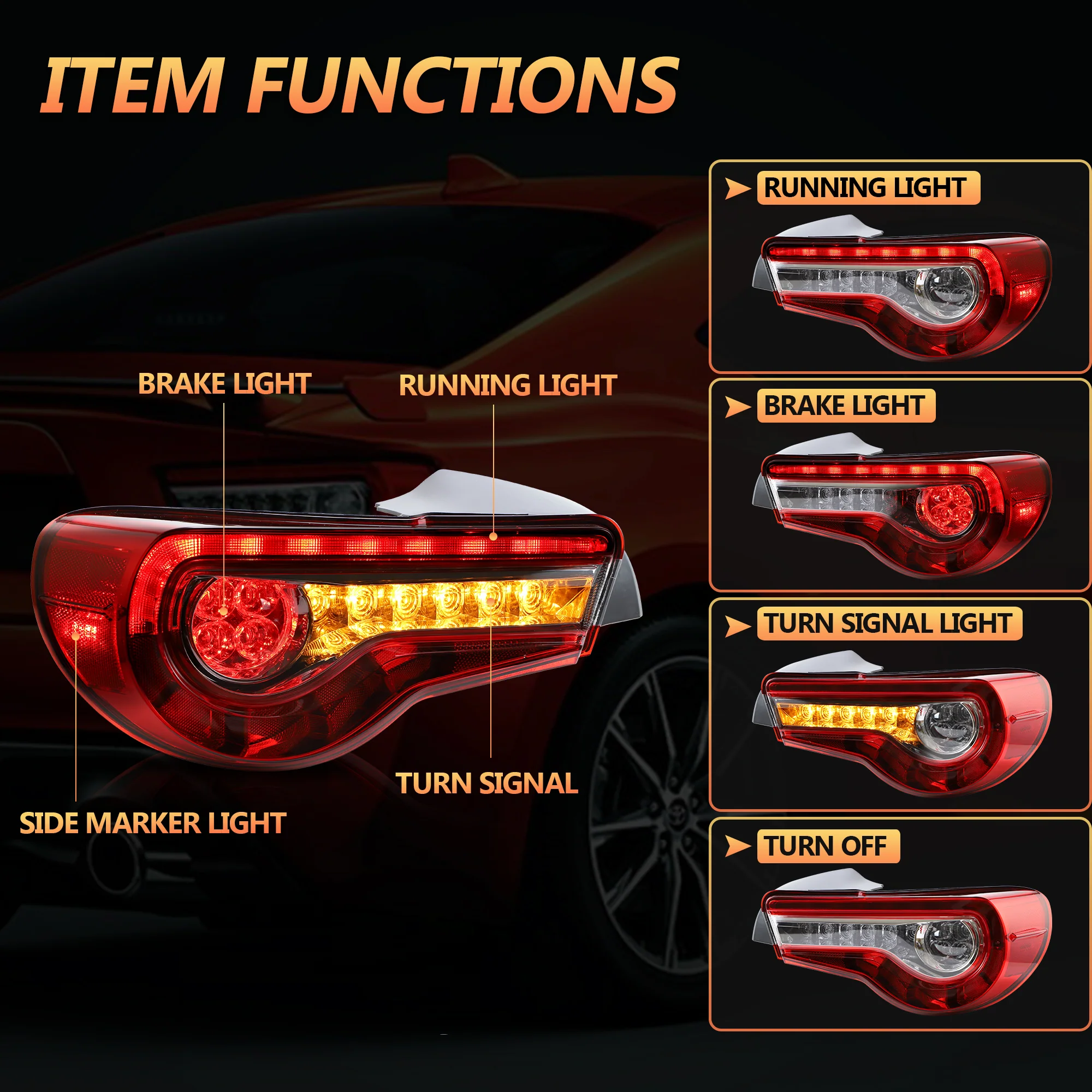 VLAND LED Projector Headlights and Tail Lights For Toyota 86/Subaru BRZ/Scion FR-S First Gen ZN6/ZC6 2012-2020 - Image 8