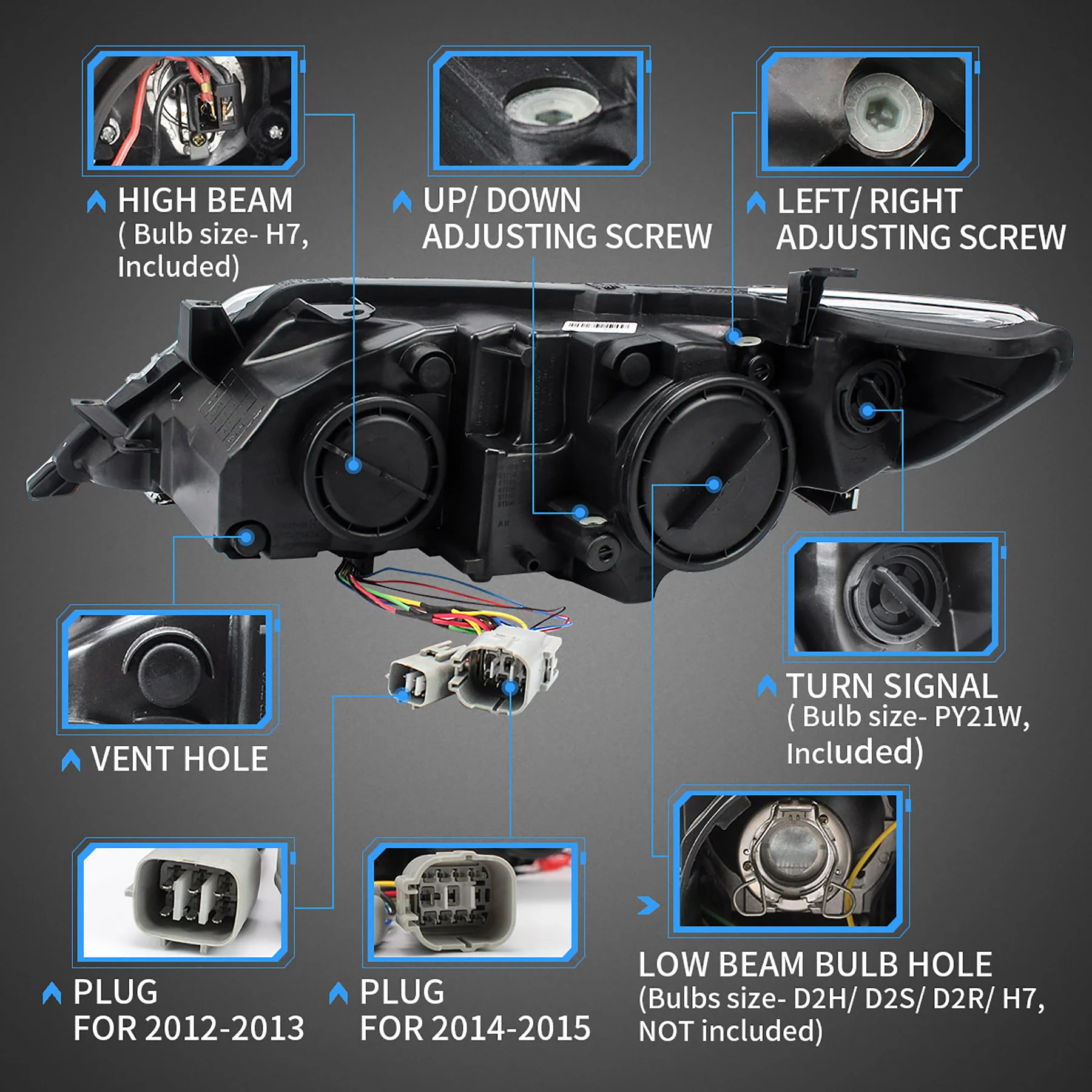 VLAND LED Headlights and Taillights Combo For Toyota Camry 2012-2014 XV50 7th Gen [DOT.] - Image 12
