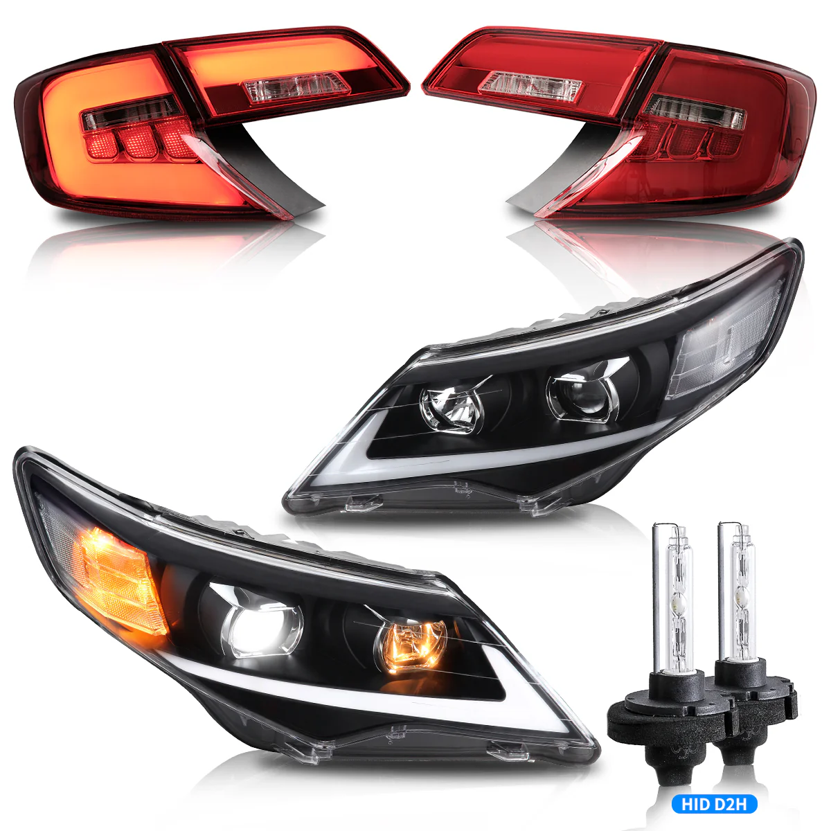 VLAND LED Headlights and Taillights Combo with Bulbs For Toyota Camry 2012-2014 XV50 7th Gen [DOT.]