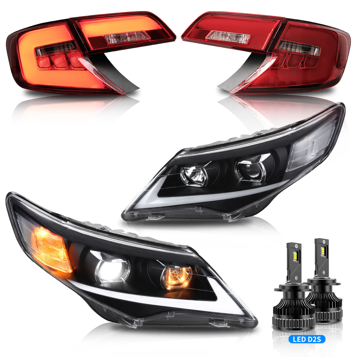 VLAND LED Headlights and Taillights Combo with Bulbs For Toyota Camry 2012-2014 XV50 7th Gen [DOT.] - Image 3