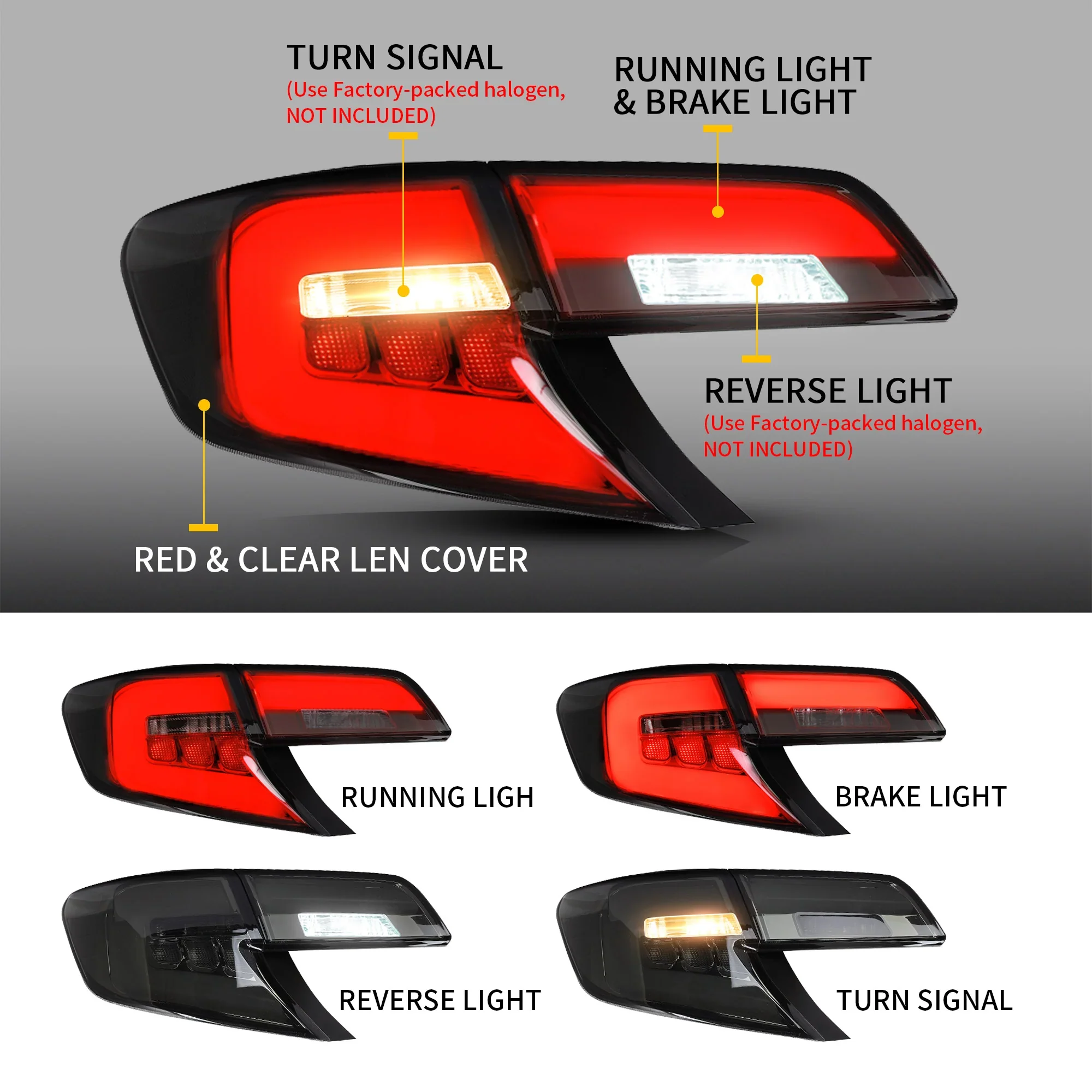 VLAND LED Headlights and Taillights Combo with Bulbs For Toyota Camry 2012-2014 XV50 7th Gen [DOT.] - Image 6