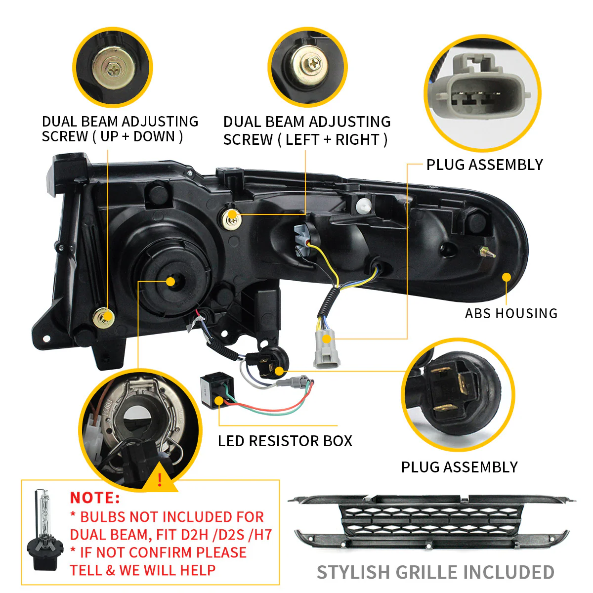 VLAND LED Headlights With Grille and Taillights For Toyota Fj Cruiser 2007-2023 - Image 13