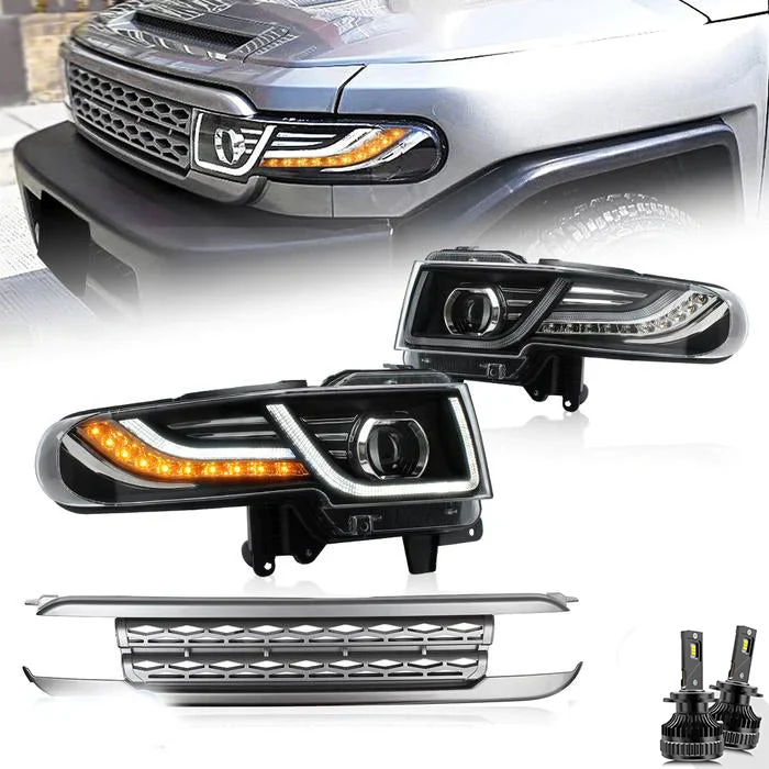 VLAND LED Headlights W/ Grille and Bulbs For Toyota Fj Cruiser 2007-2023 - Image 4