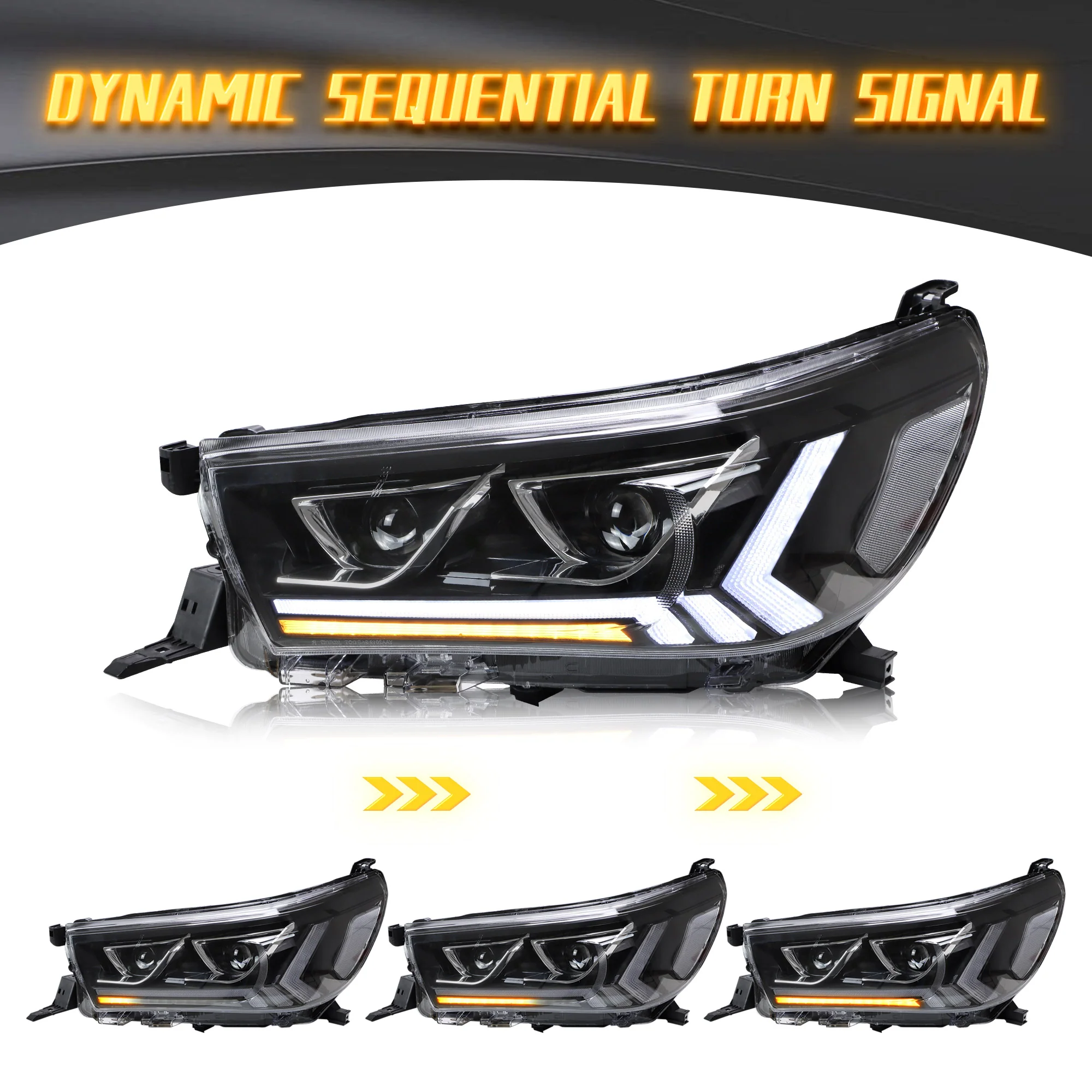 VLAND Full LED Headlights For Toyota Hilux / Revo 8th Gen 2015-2020 With Start Dynamic Lighting - Image 11