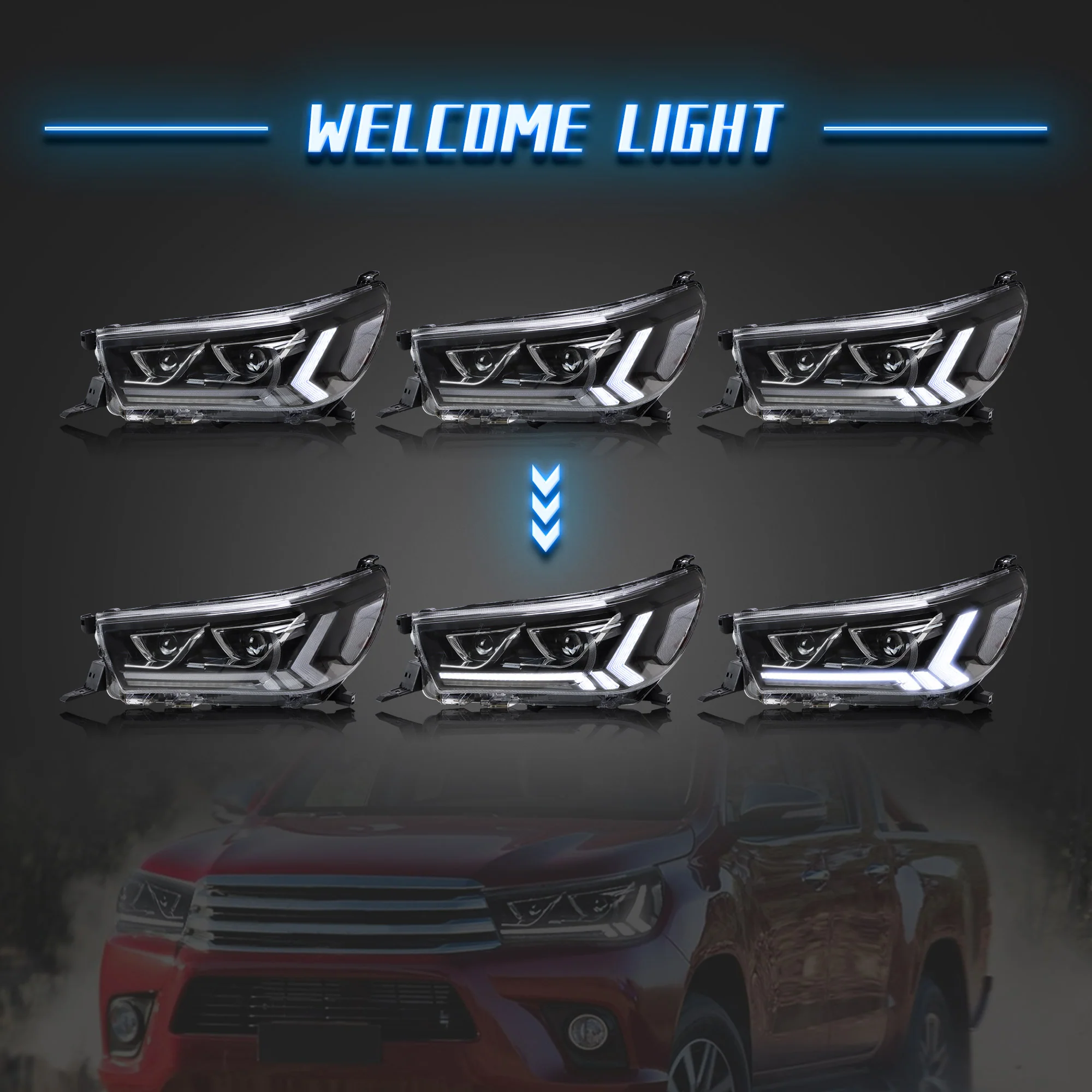 VLAND Full LED Headlights For Toyota Hilux / Revo 8th Gen 2015-2020 With Start Dynamic Lighting - Image 12