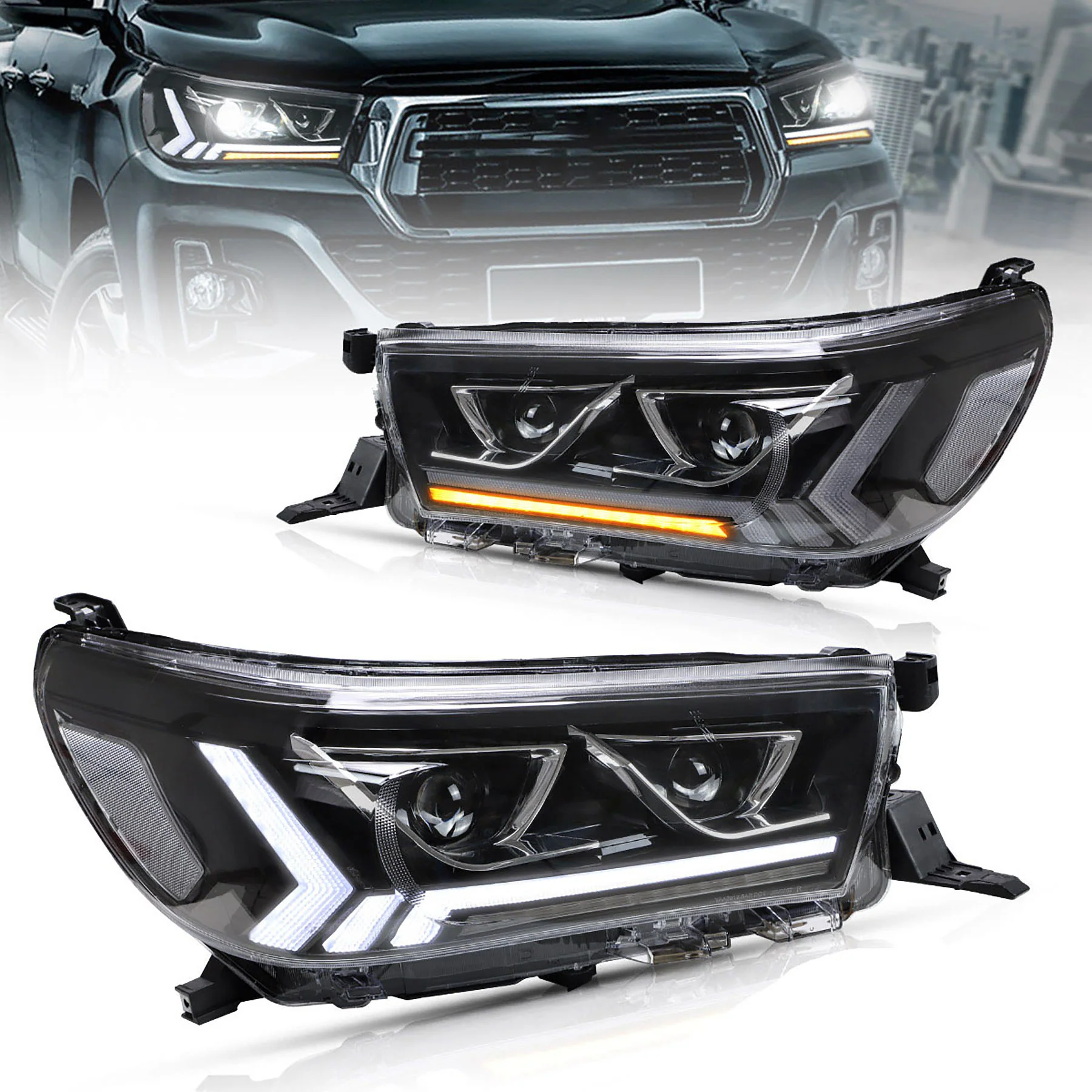 VLAND Full LED Headlights For Toyota Hilux / Revo 8th Gen 2015-2020 With Start Dynamic Lighting - Image 5