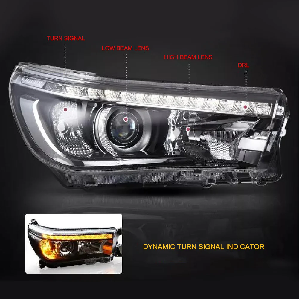 VLAND LED Projector Headlights For Toyota Hilux / Revo 8th Gen 2015-2020 With Sequential Indicators - Image 5