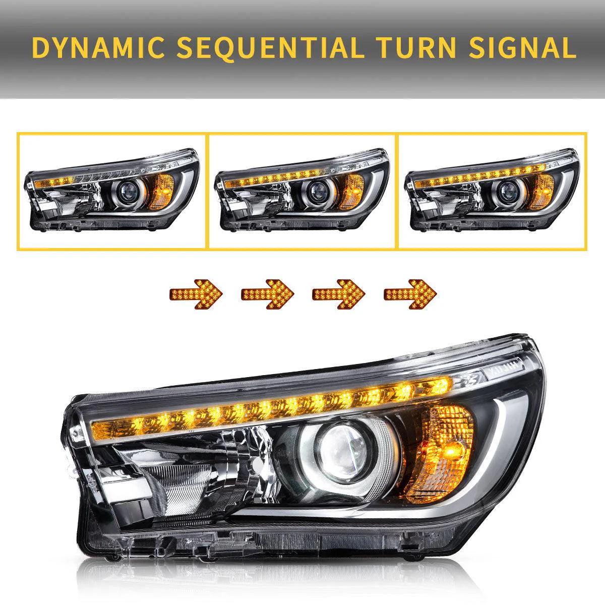 VLAND LED Projector Headlights For Toyota Hilux / Revo 8th Gen 2015-2020 With Sequential Indicators - Image 6