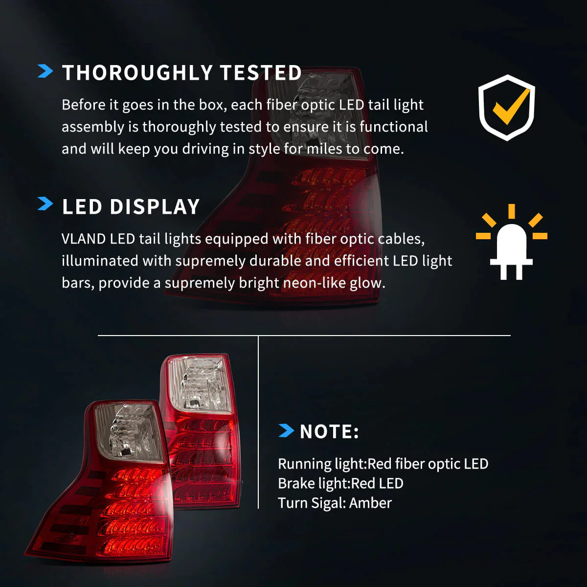 VLAND LED Tail Lights & Bumper Lights For Toyota Land Cruiser Prado J150 2010-2022 4th Gen (NOT FIT GX460) - Image 14