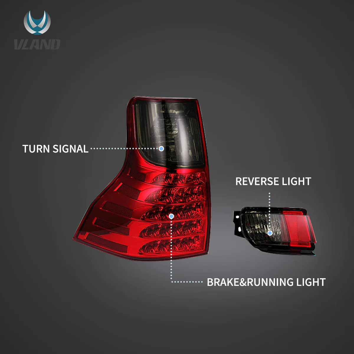 VLAND LED Tail Lights & Bumper Lights For Toyota Land Cruiser Prado J150 2010-2022 4th Gen (NOT FIT GX460) - Image 8