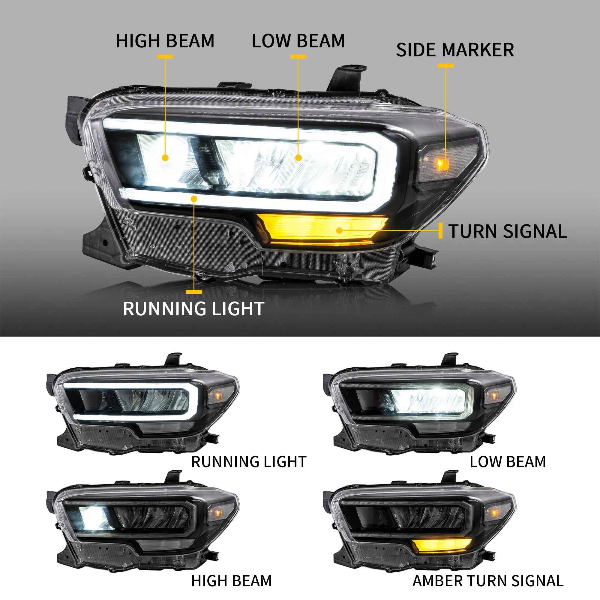 VLAND LED Headlights & Tail Lights For Toyota Tacoma N300 3rd Gen 2015-2024 Front And Rear Lamps Kits [DOT.] - Image 10