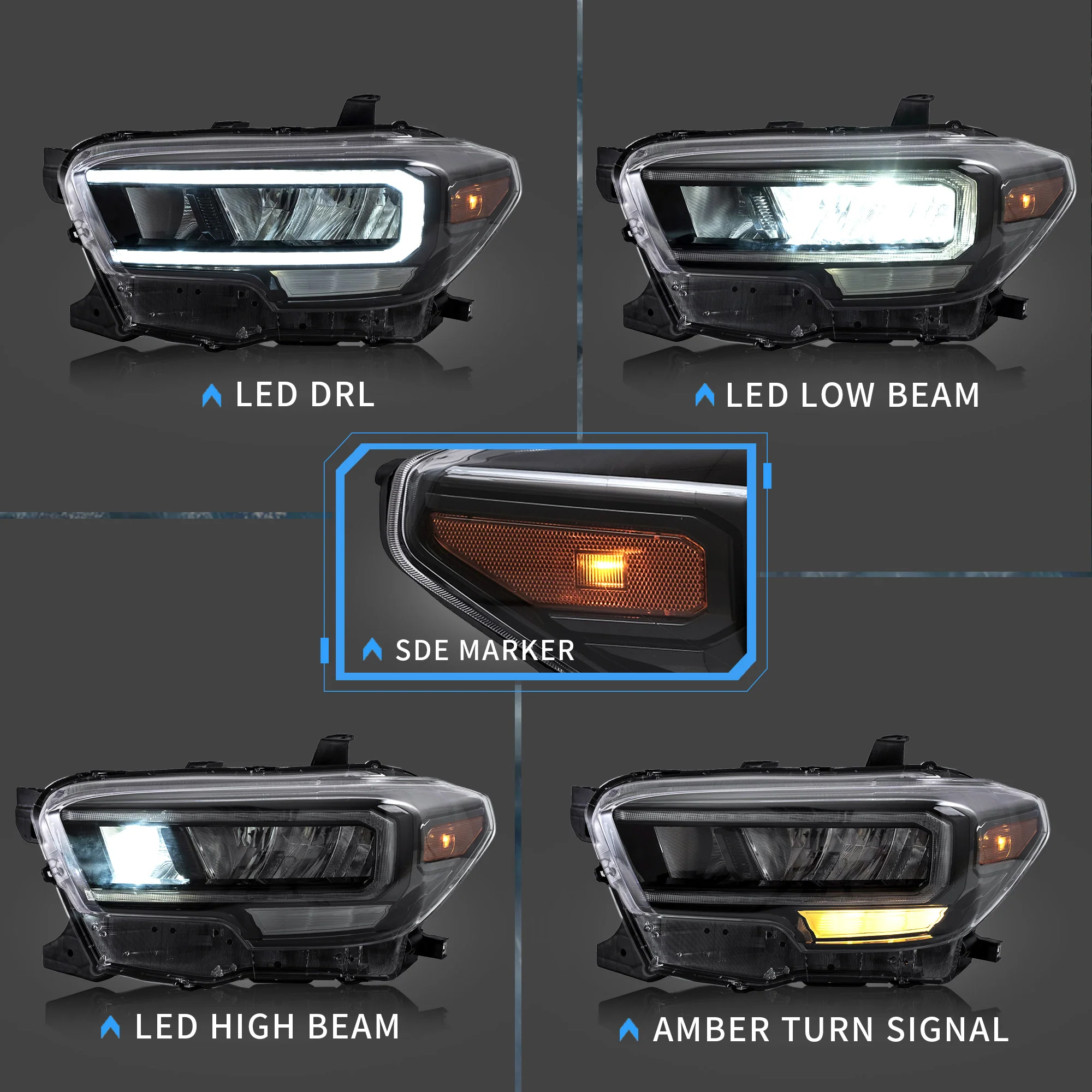 VLAND LED Headlights & Tail Lights For Toyota Tacoma N300 3rd Gen 2015-2024 Front And Rear Lamps Kits [DOT.] - Image 19