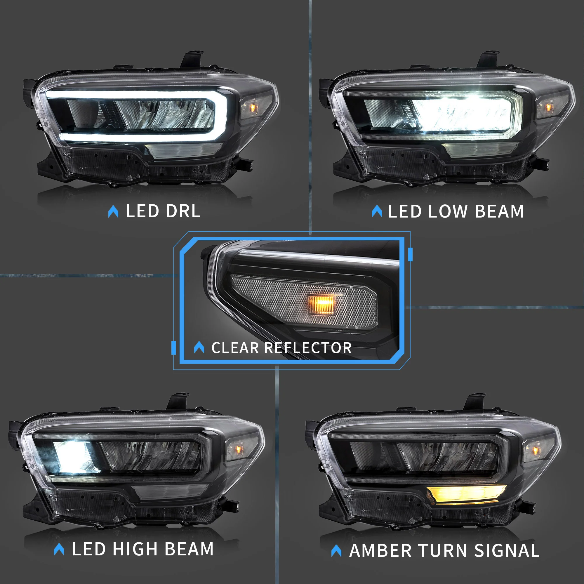 VLAND LED Headlights & Tail Lights For Toyota Tacoma N300 3rd Gen 2015-2024 Front And Rear Lamps Kits [DOT.] - Image 9