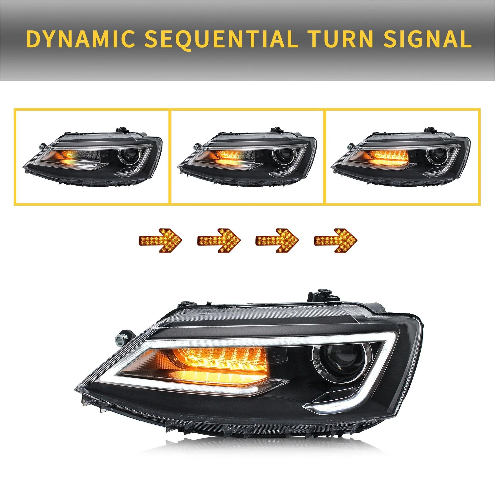 VLAND LED Headlights and Tail Lights Combo For Volkswagen Jetta MK6 2011-2014 - Image 3