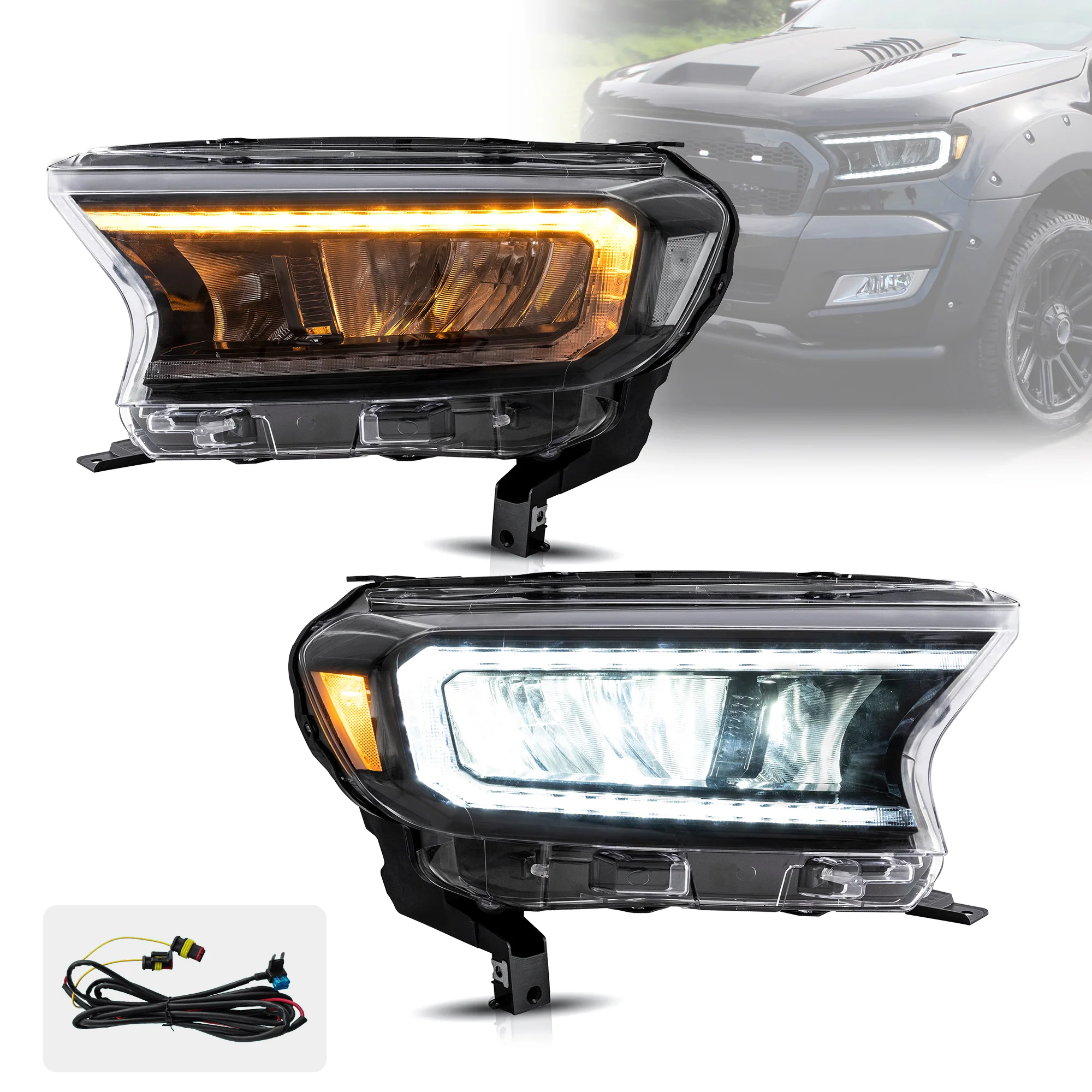 VLAND Full LED Headlights For Ford Ranger T6 Raptor & Wildtrak 2015-2020 (For International Version)[E-MARK./DOT./SAE.] - Image 4