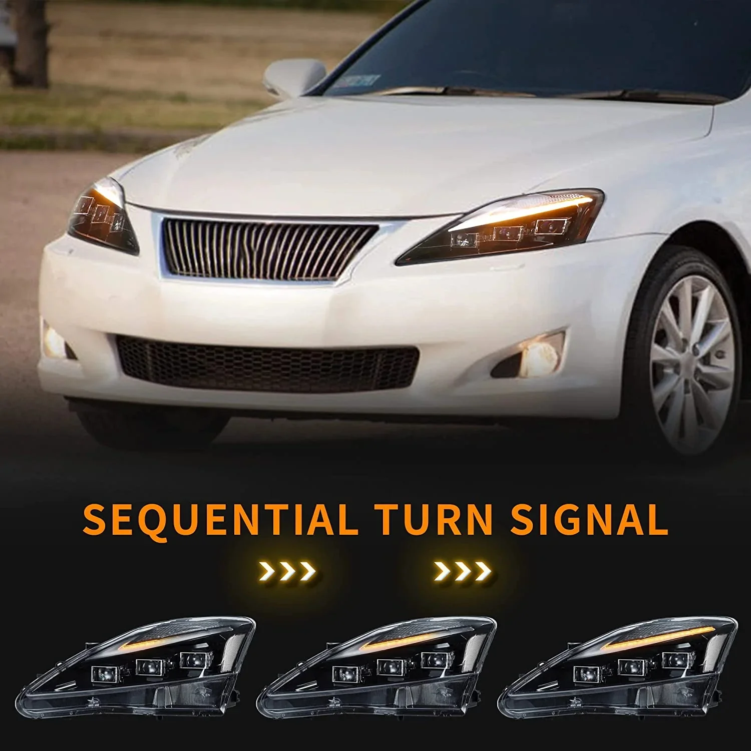 VLAND Full LED Headlights For Lexus IS250 & IS350 & ISF [XE20] 2005-2013 Sedan With Blue Breathing Animation - Image 12