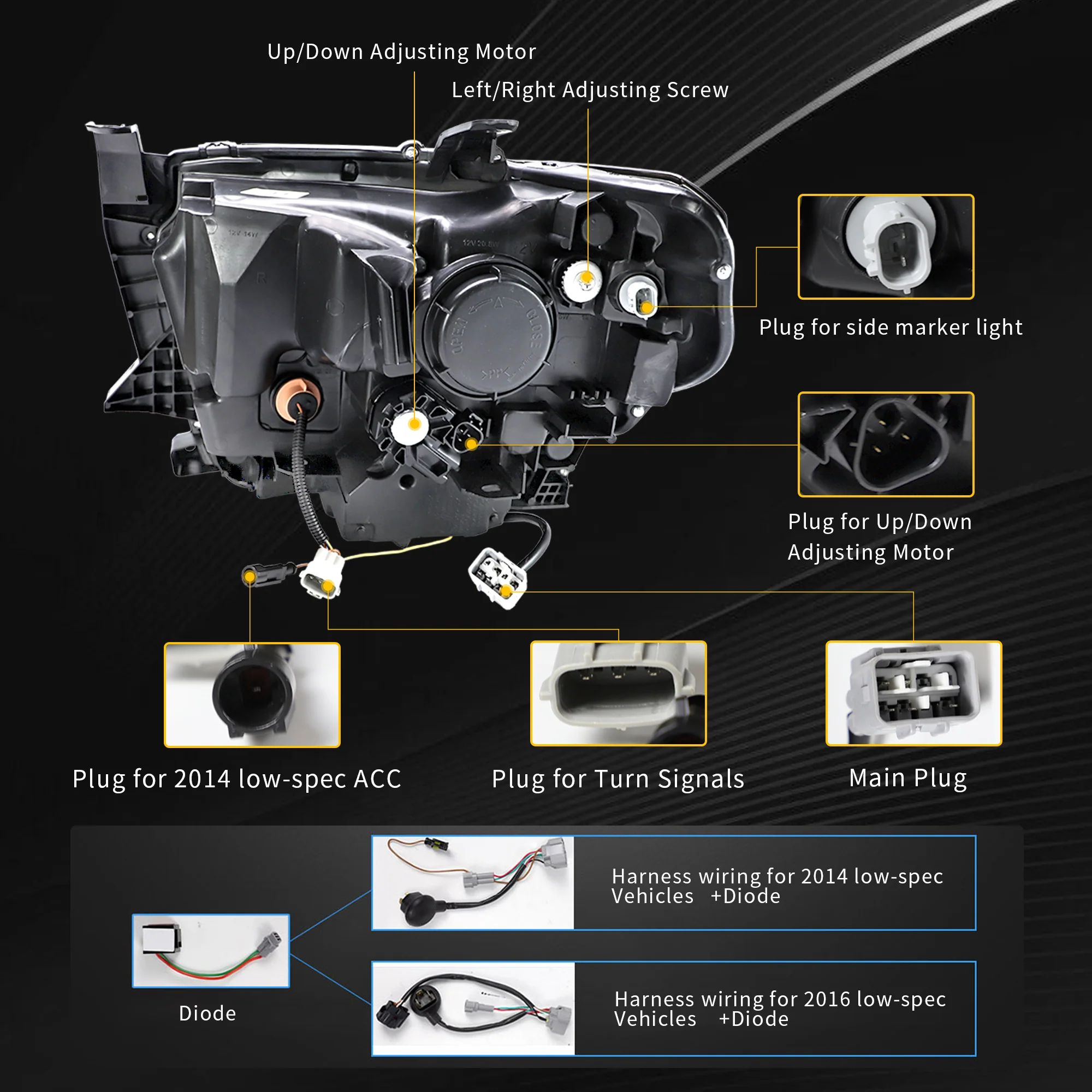 VLAND LED Headlights For Toyota Tundra 2014-2021 Refreshed Models [DOT.] - Image 13