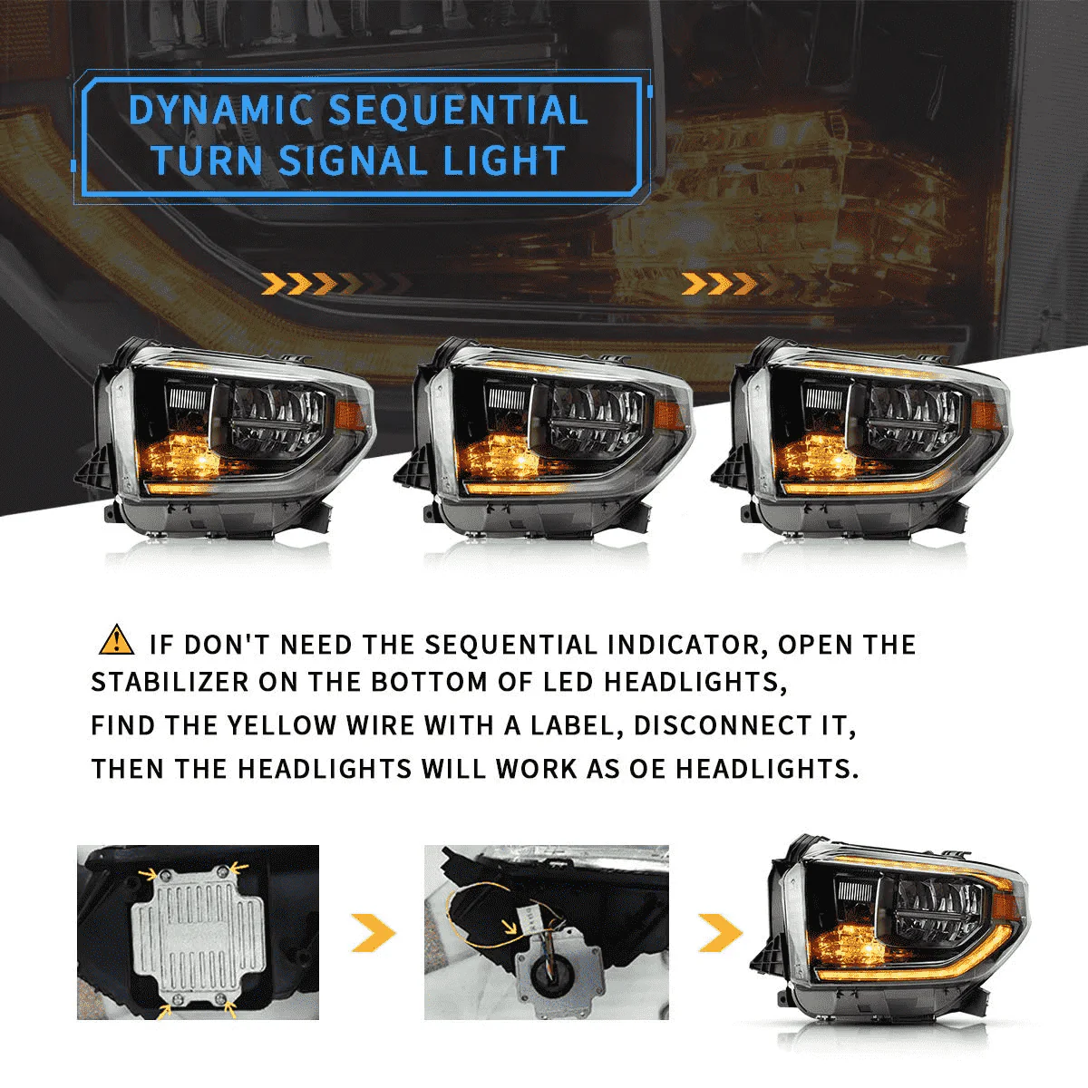 VLAND LED Headlights For Toyota Tundra 2014-2021 Refreshed Models [DOT.] - Image 4