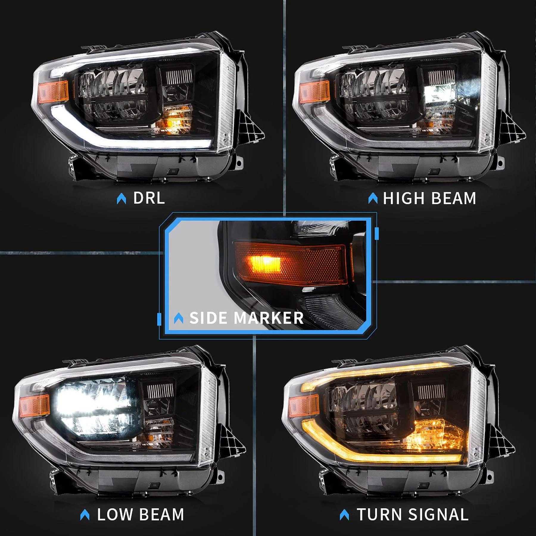 VLAND LED Headlights For Toyota Tundra 2014-2021 Refreshed Models [DOT.] - Image 7