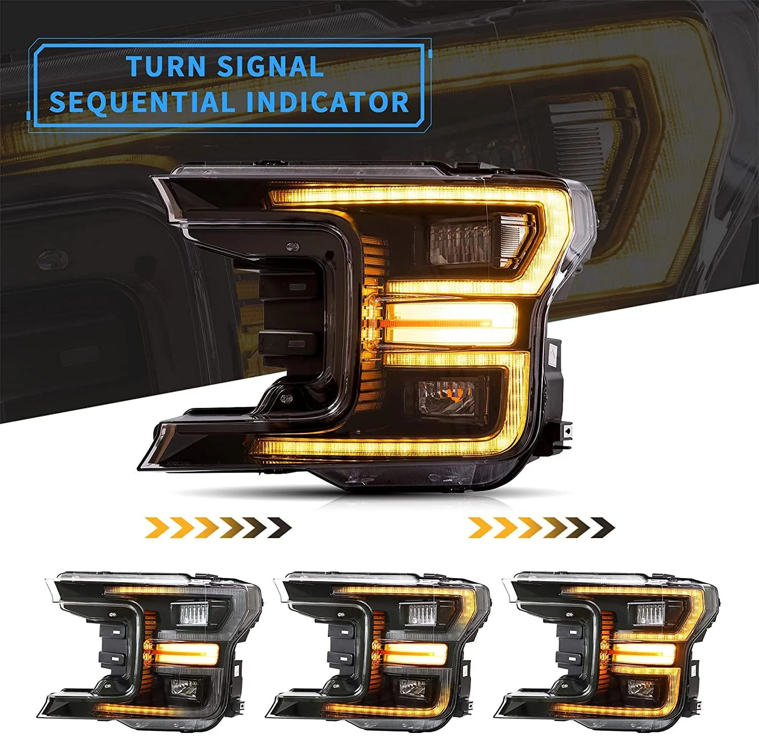 VLAND Full LED Projector Headlights For Ford F150 13th Gen Pickup 2018 2019 2020 [SAE. / DOT. / FMVSS 108] - Image 4